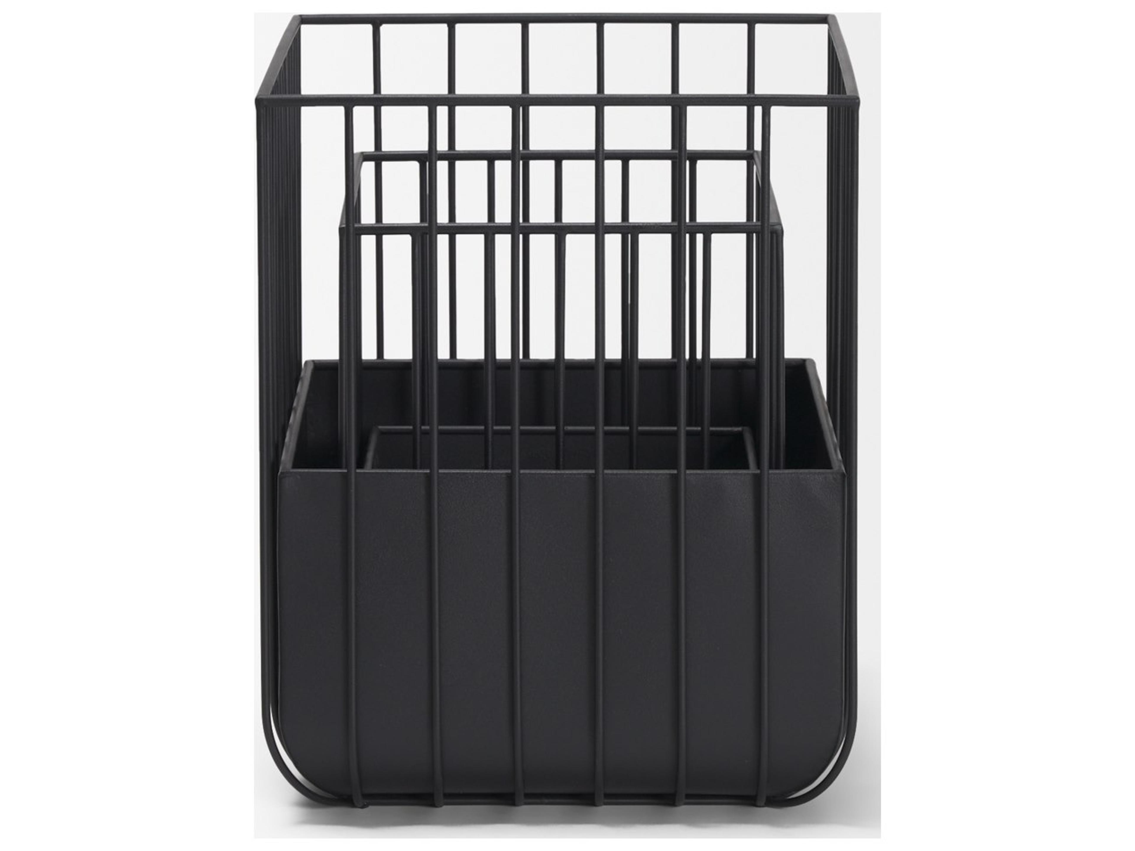 Mercana Verna Matte Black Wire Cage Metal Planters (Set of 2)