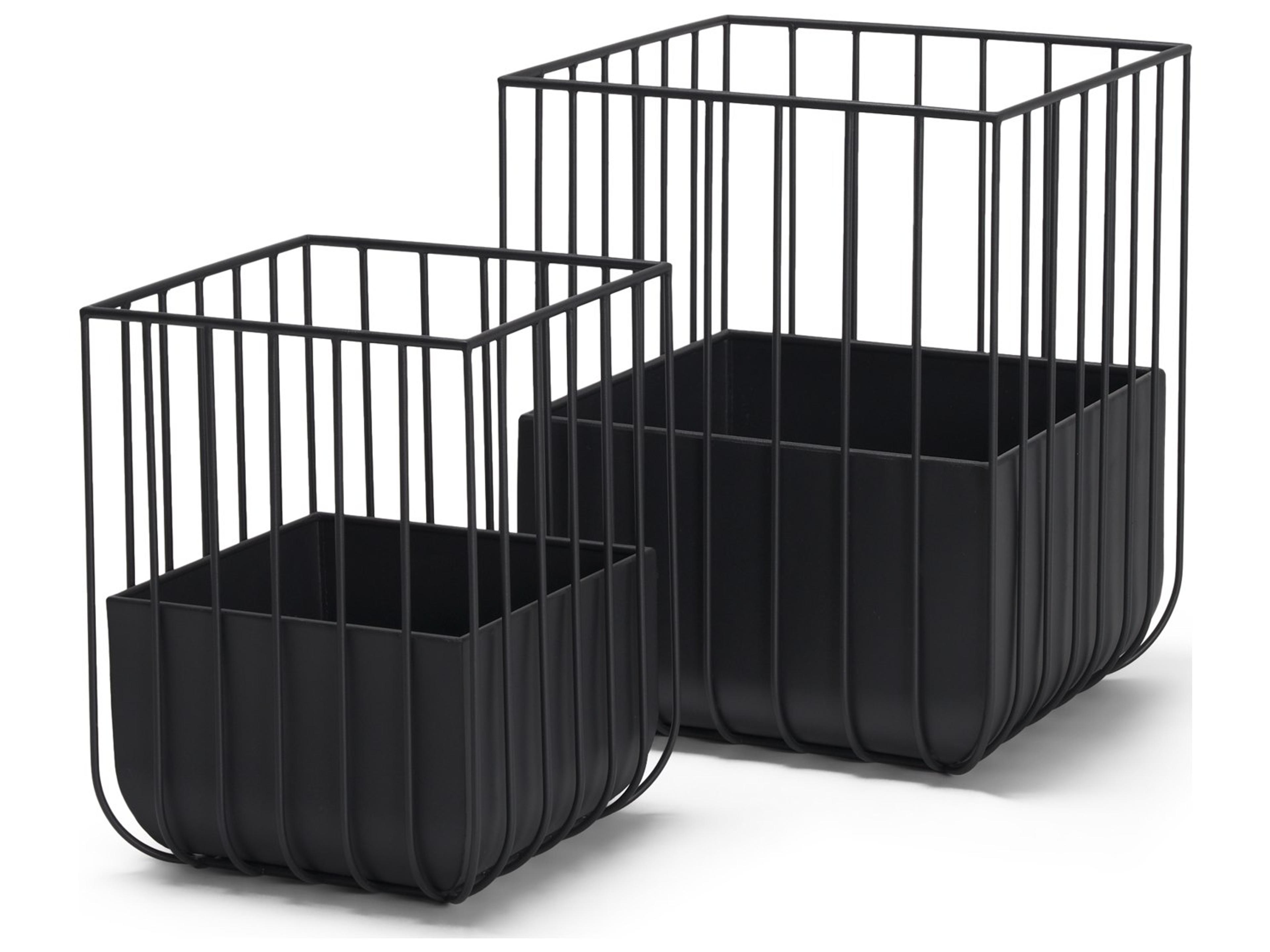Mercana Verna Matte Black Wire Cage Metal Planters (Set of 2)