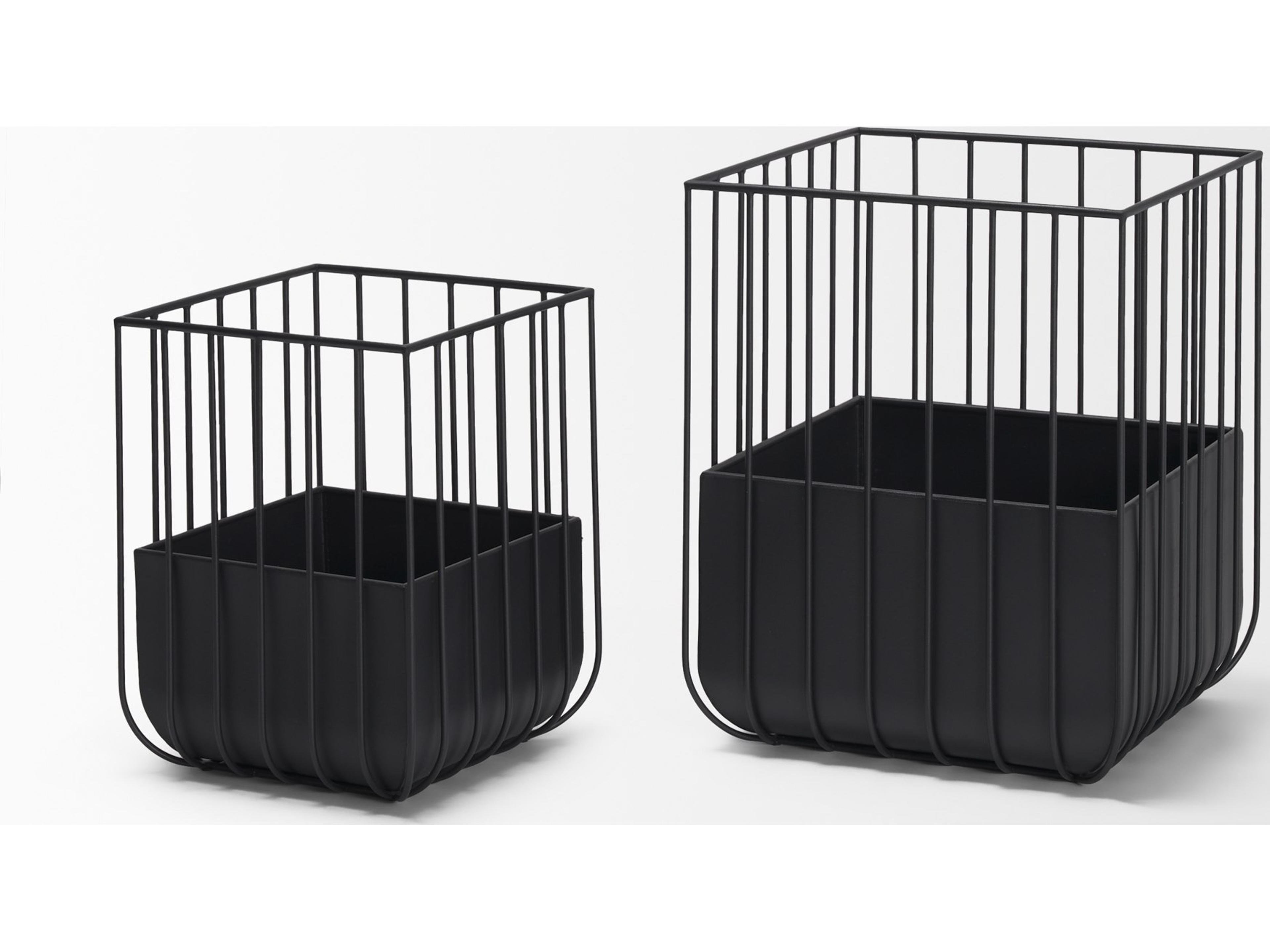 Mercana Verna Matte Black Wire Cage Metal Planters (Set of 2)