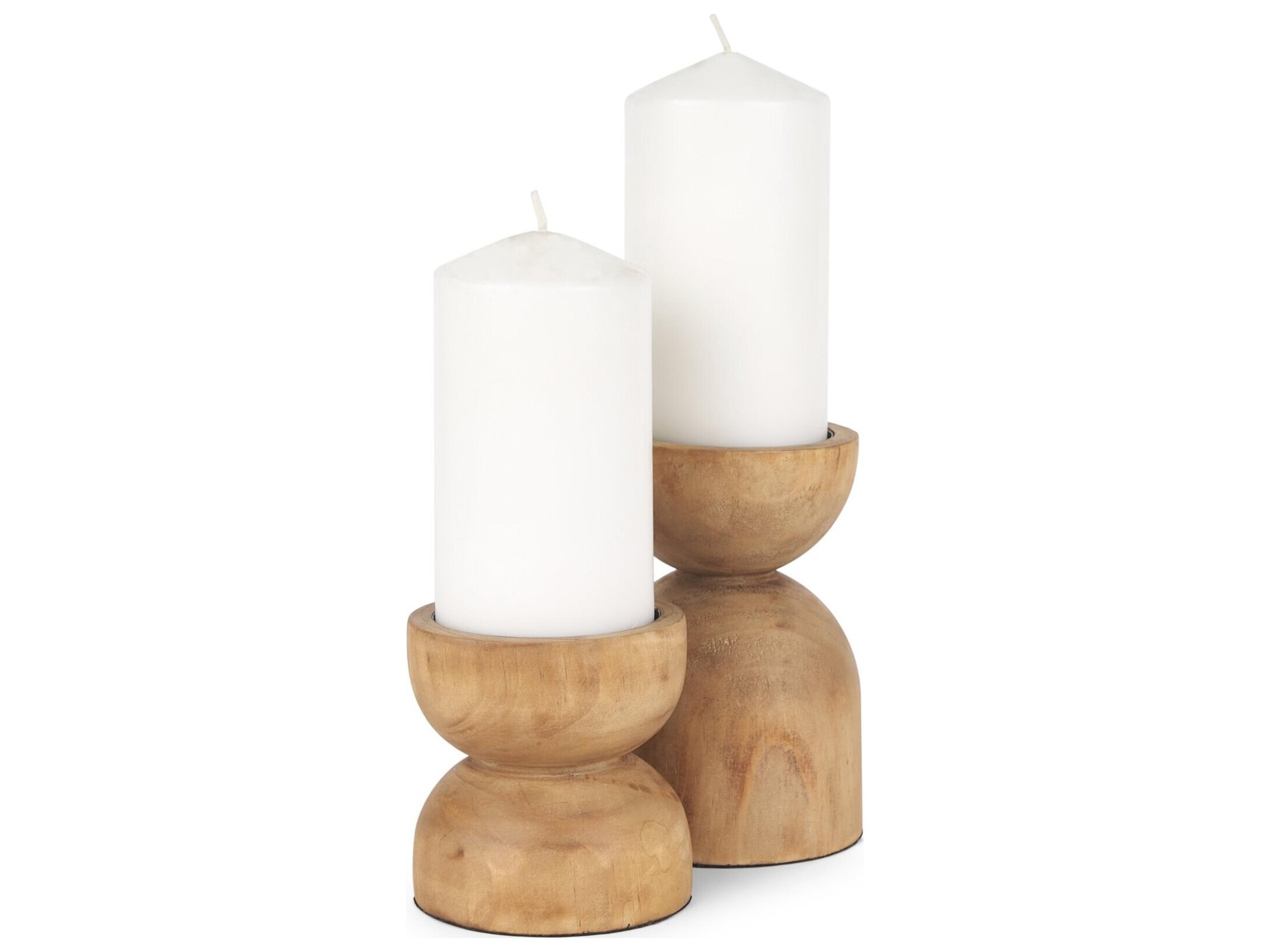 Mercana Aleena Wooden Candle Holder (Set of 2)