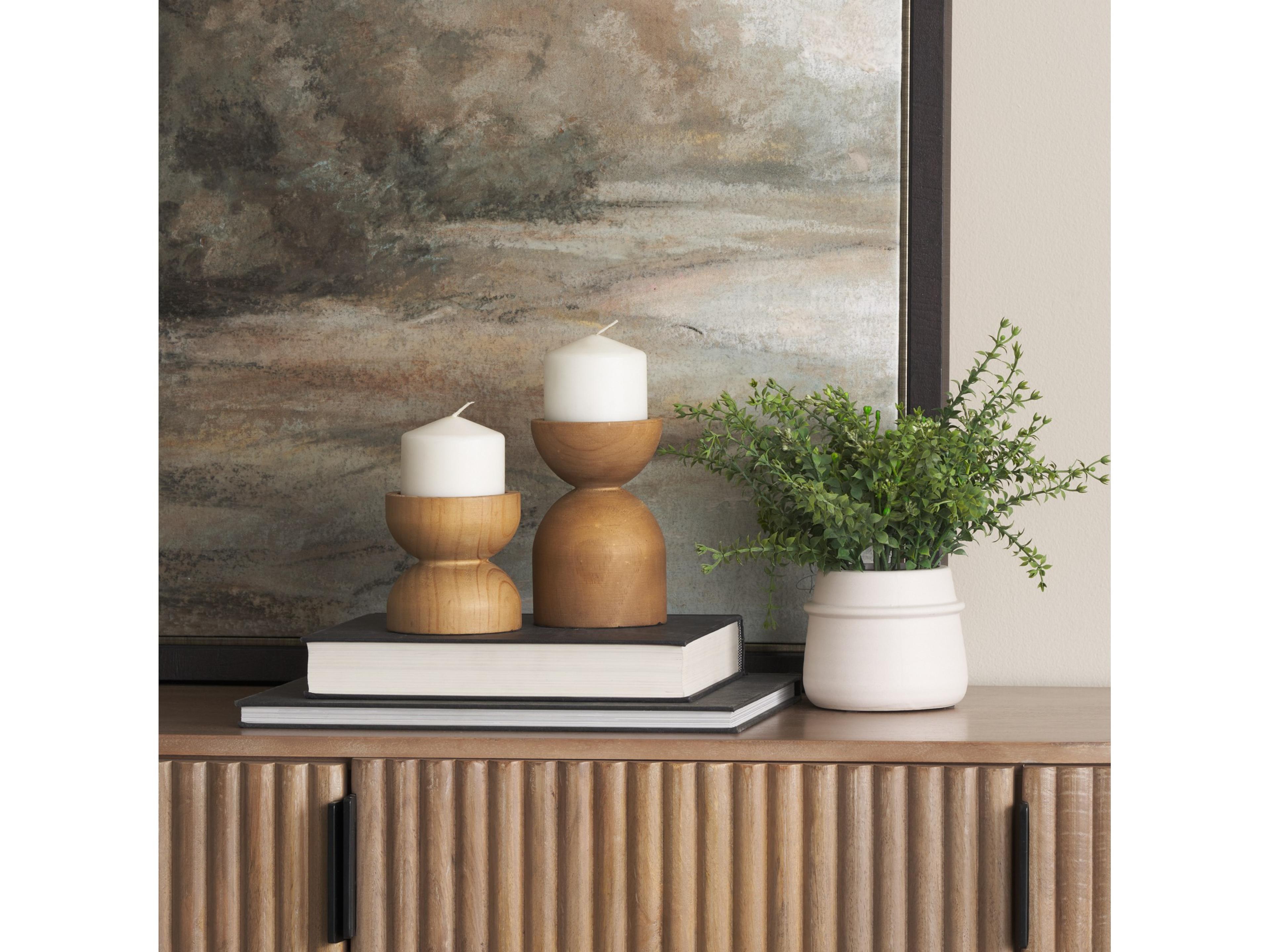 Mercana Aleena Wooden Candle Holder (Set of 2)