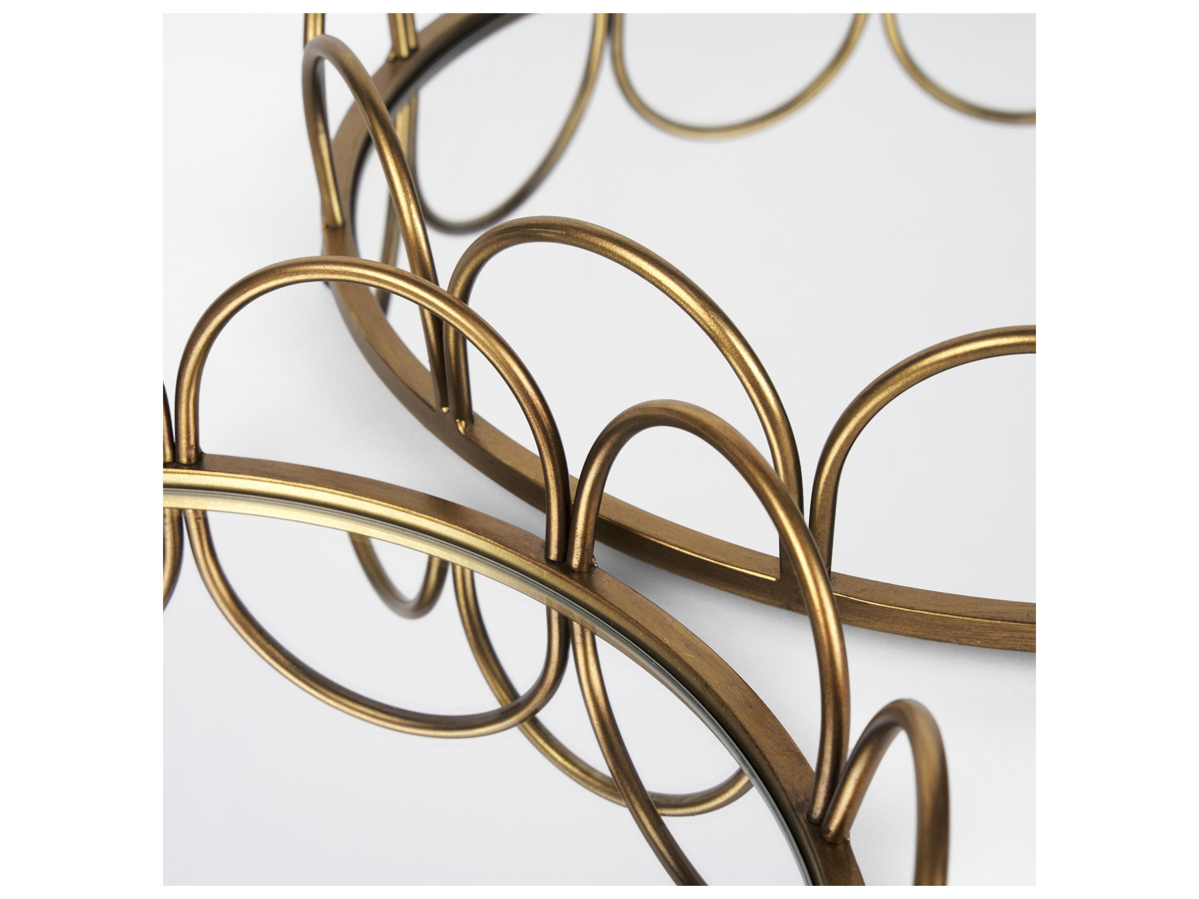 Mercana Lenore Round Metal/Mirror Tray Gold (Set of 2)