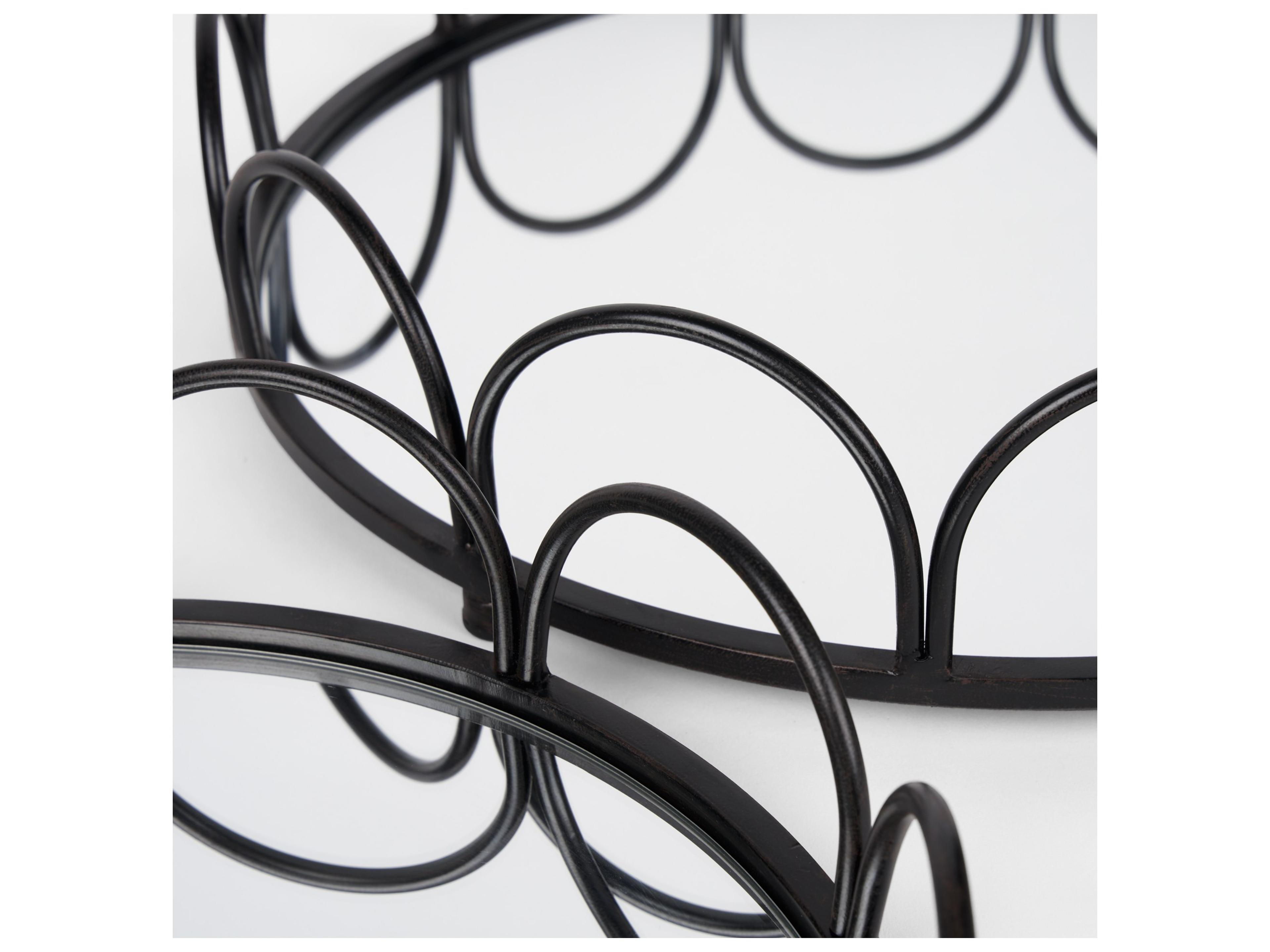 Mercana Lenore Round Metal/Mirror Tray Black (Set of 2)