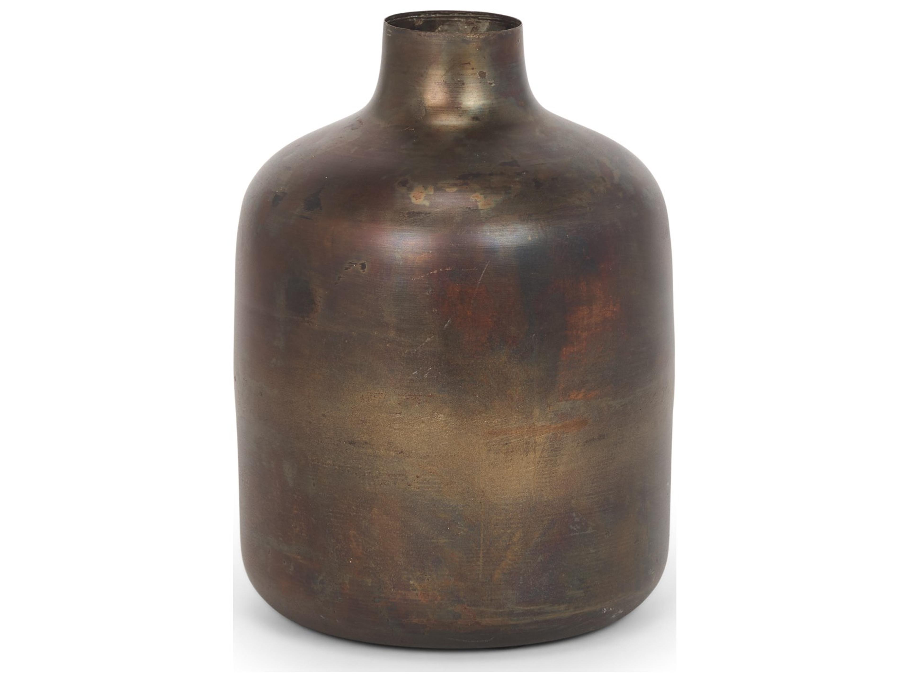 Daya Medium Antiqued Gold Metal Vase