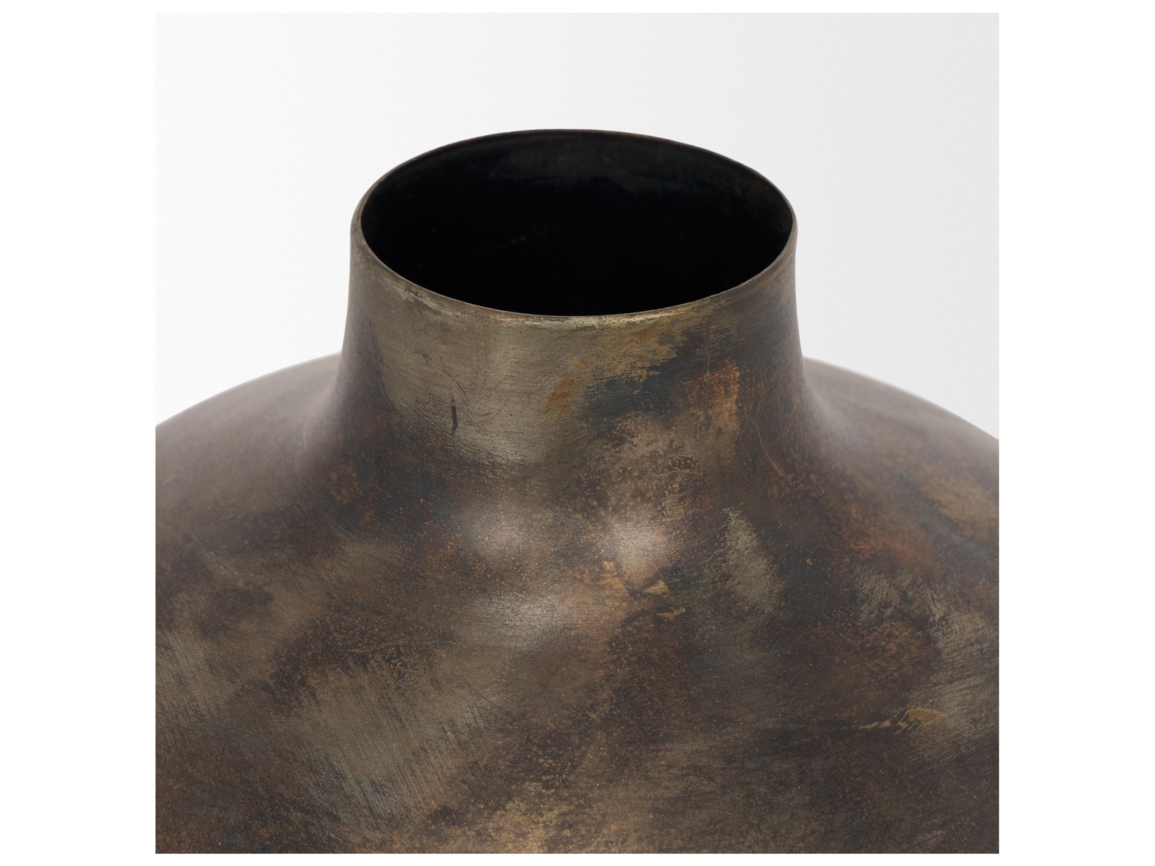 Mercana Daya Short Antiqued Gold Metal Vase