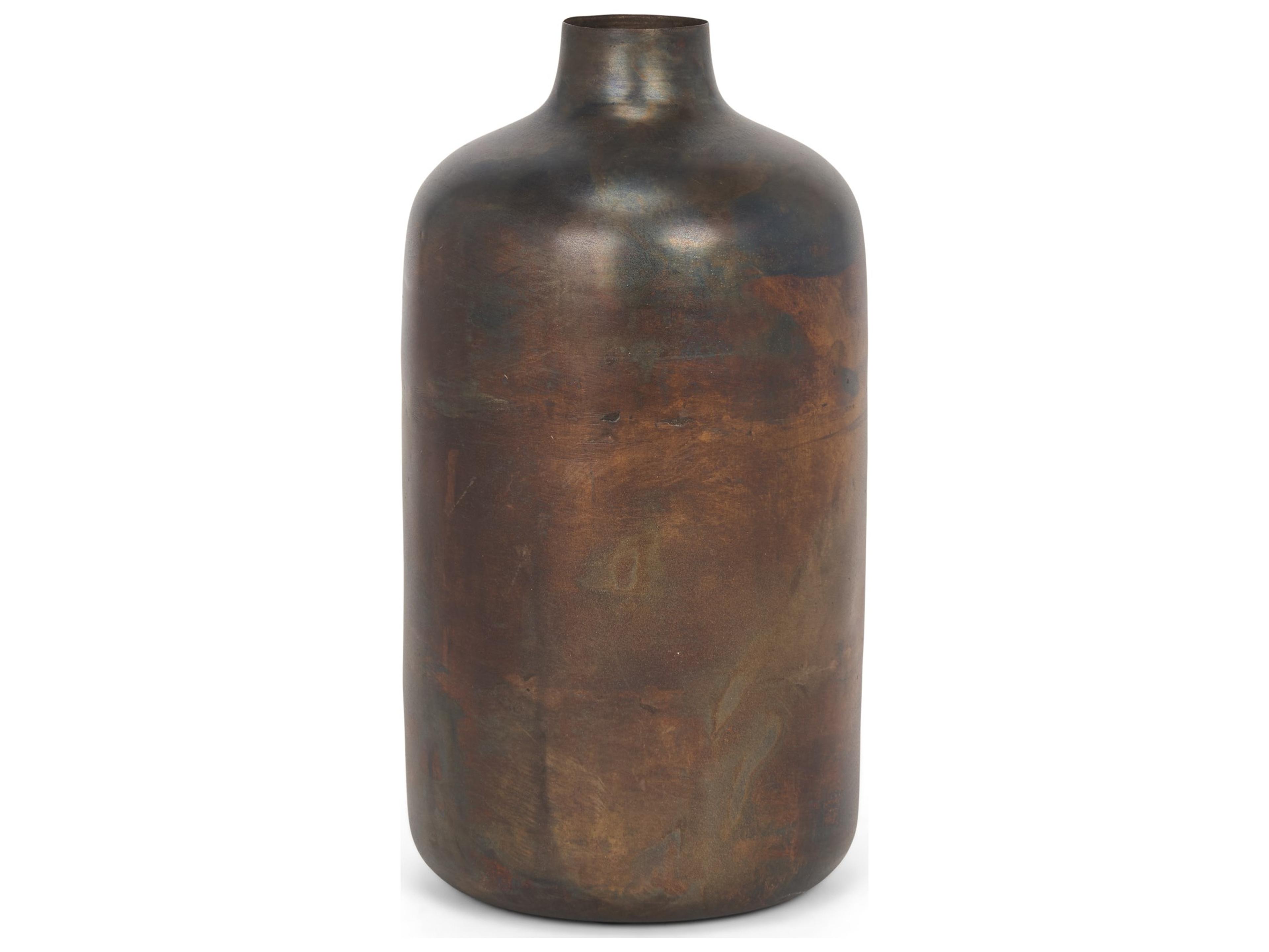 Daya Tall Antiqued Gold Metal Vase