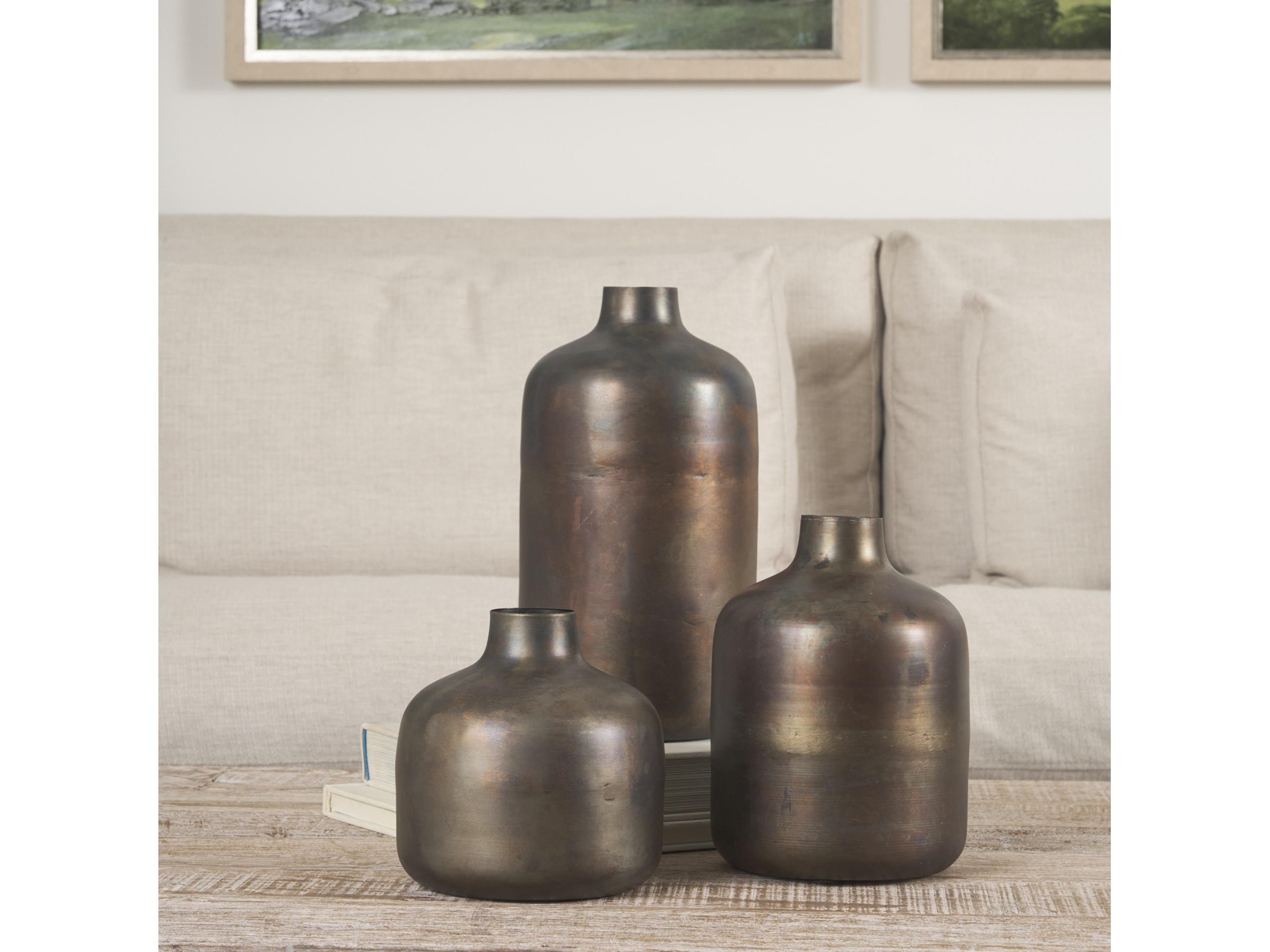 Mercana Daya Tall Antiqued Gold Metal Vase