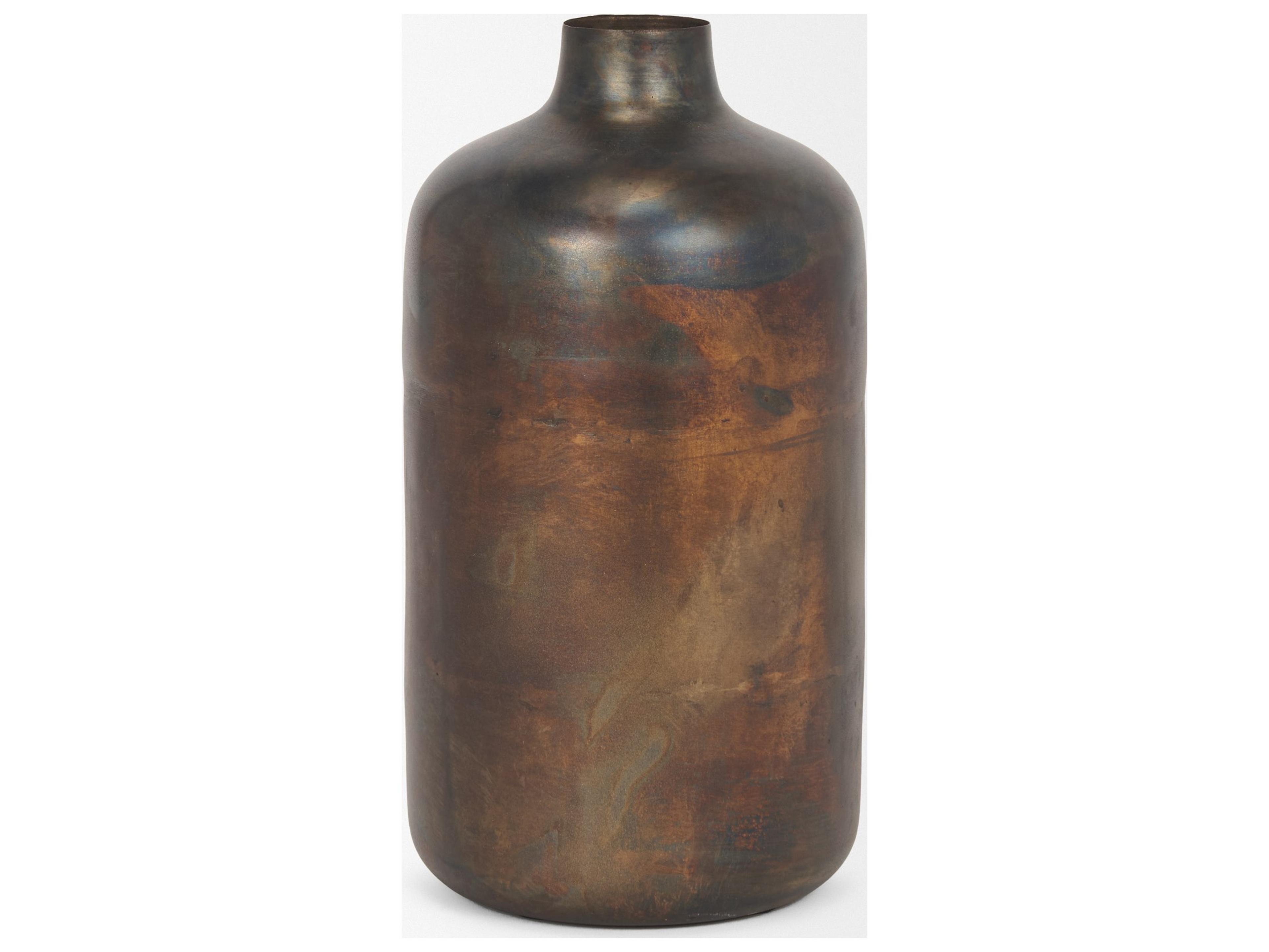 Mercana Daya Tall Antiqued Gold Metal Vase