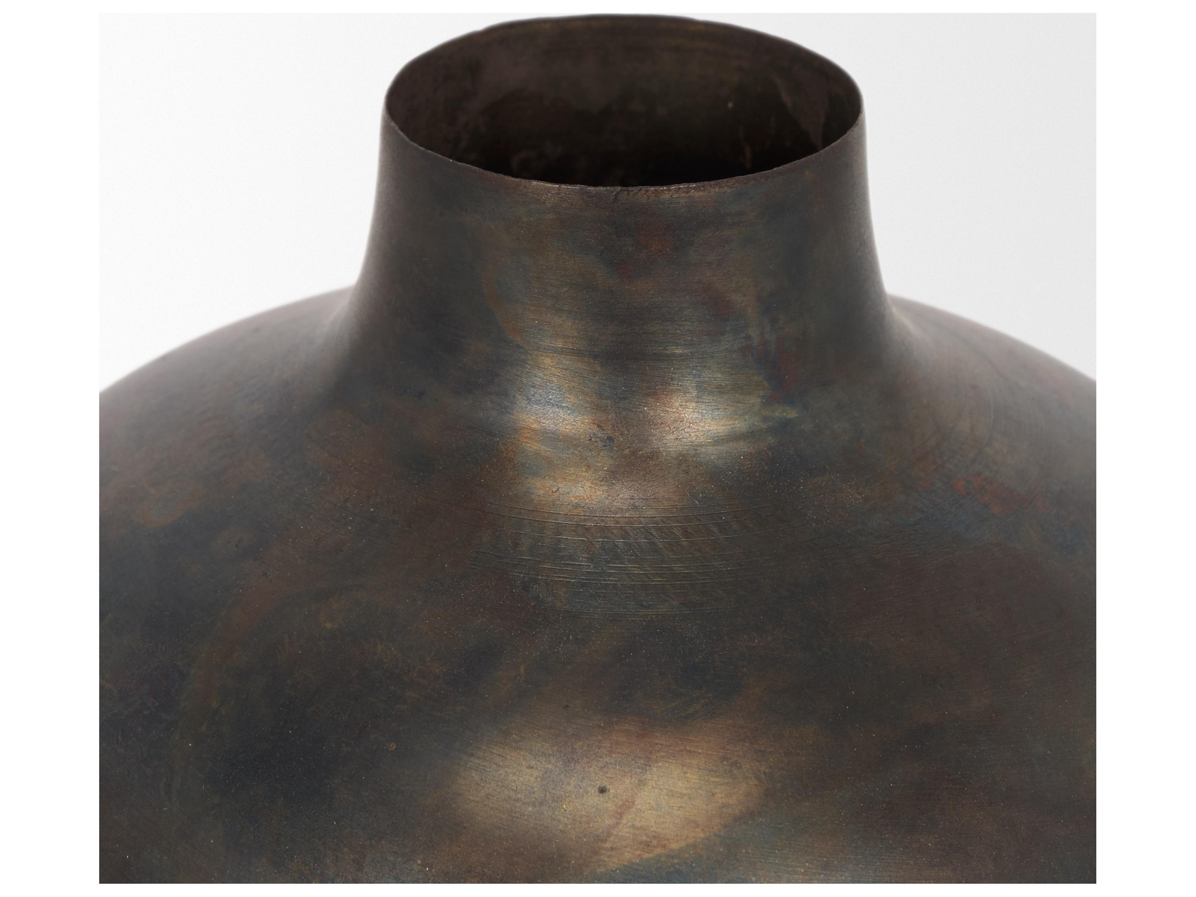 Mercana Daya Tall Antiqued Gold Metal Vase