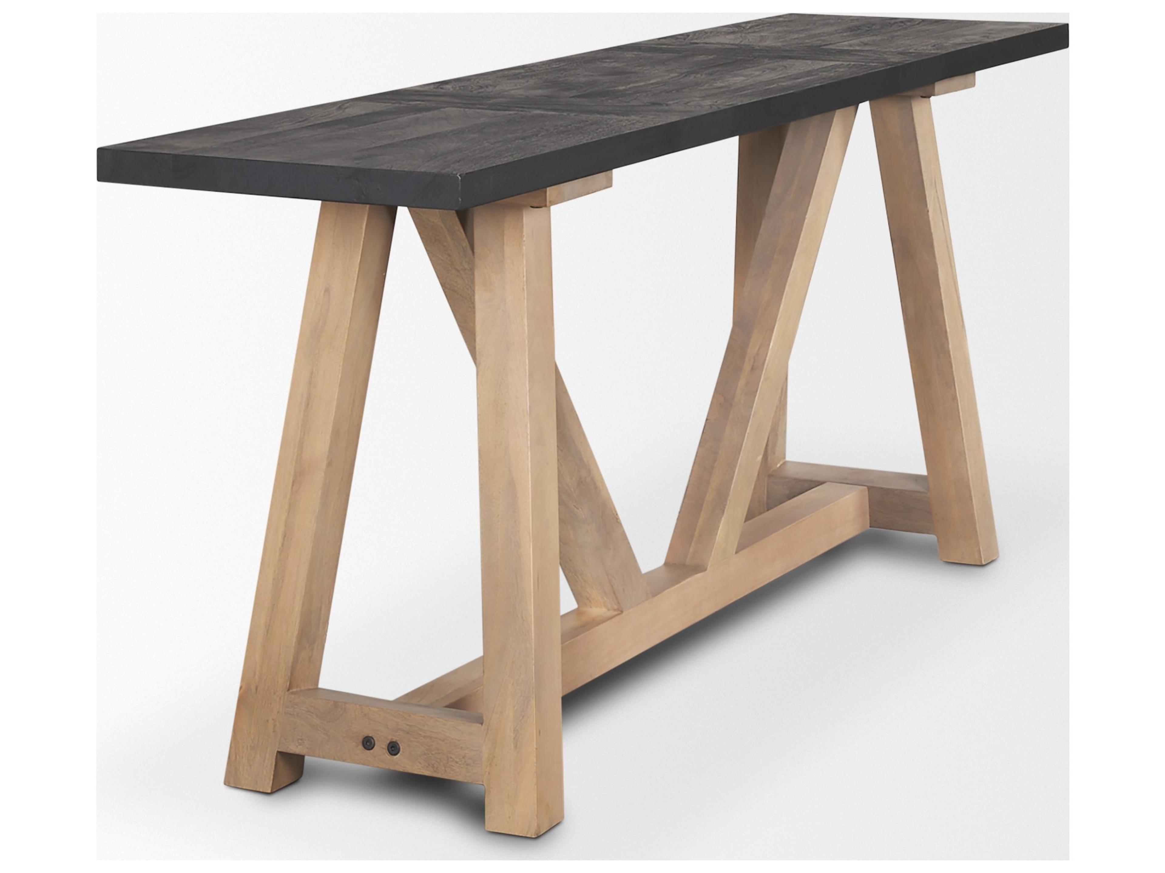 Mercana Rialto Two-Toned Black and Brown Wood Angular Leg Console Table