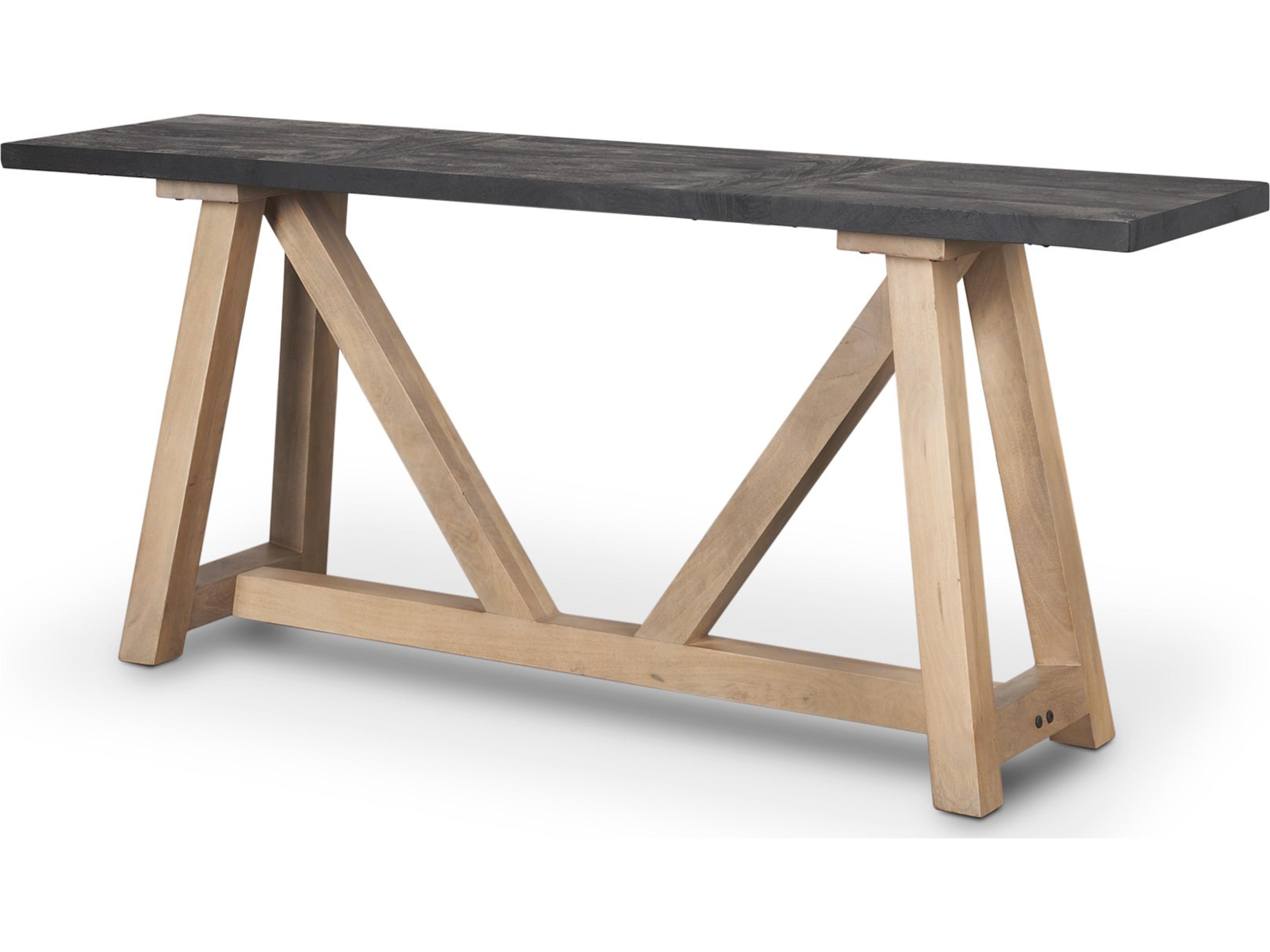 Rialto Two-Toned Black and Brown Wood Angular Leg Console Table