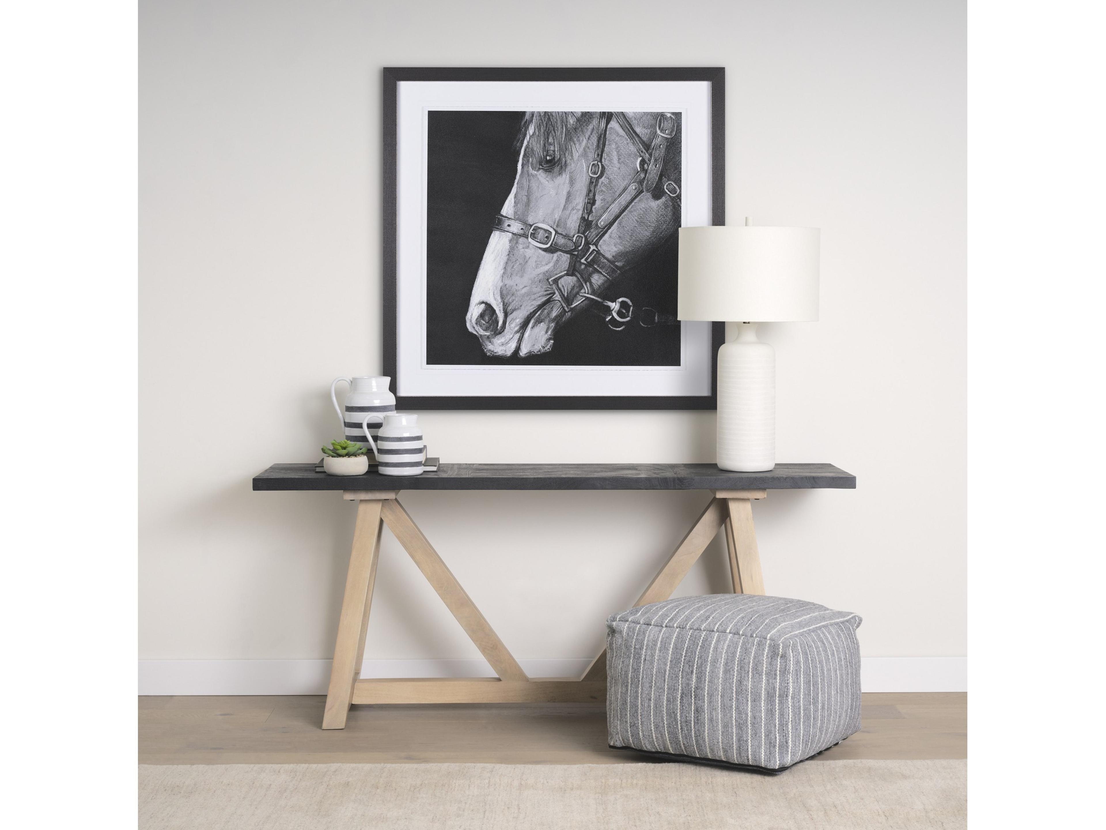 Mercana Rialto Two-Toned Black and Brown Wood Angular Leg Console Table