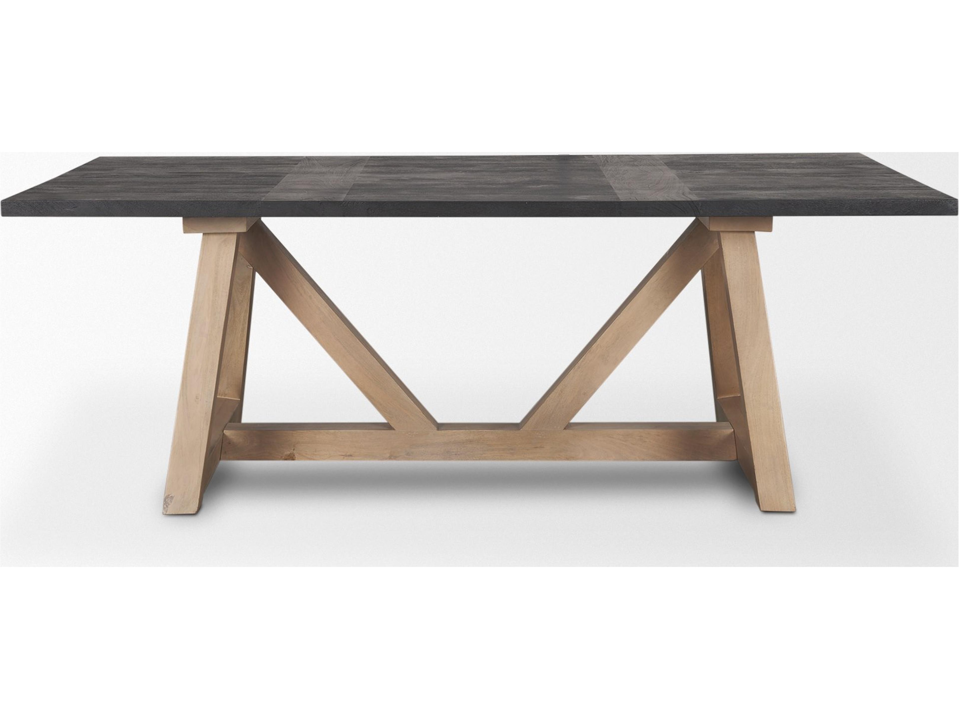 Mercana Rialto Rectangular Two-Tone Black and Brown Solid Wood Dining Table