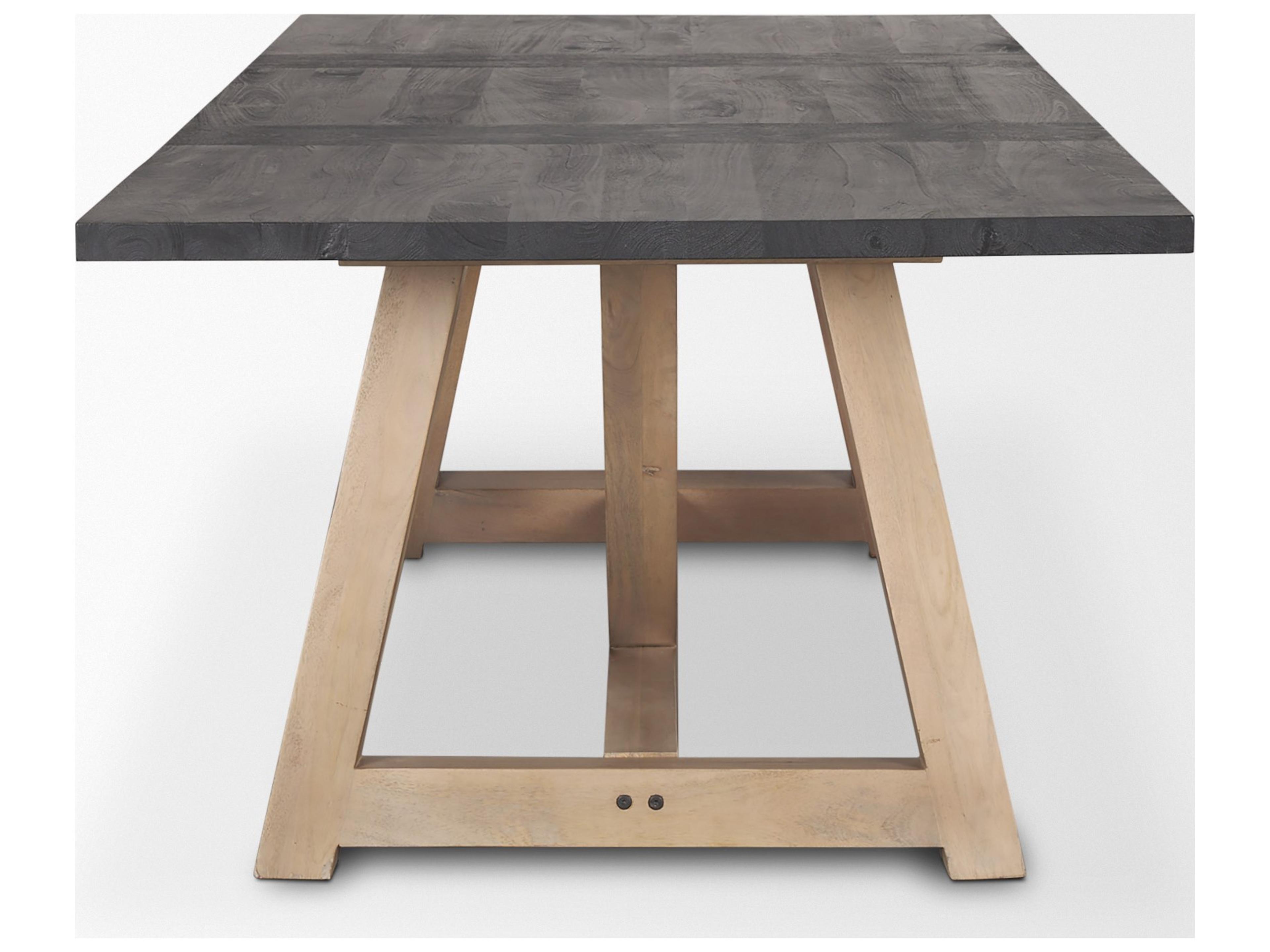 Mercana Rialto Rectangular Two-Tone Black and Brown Solid Wood Dining Table