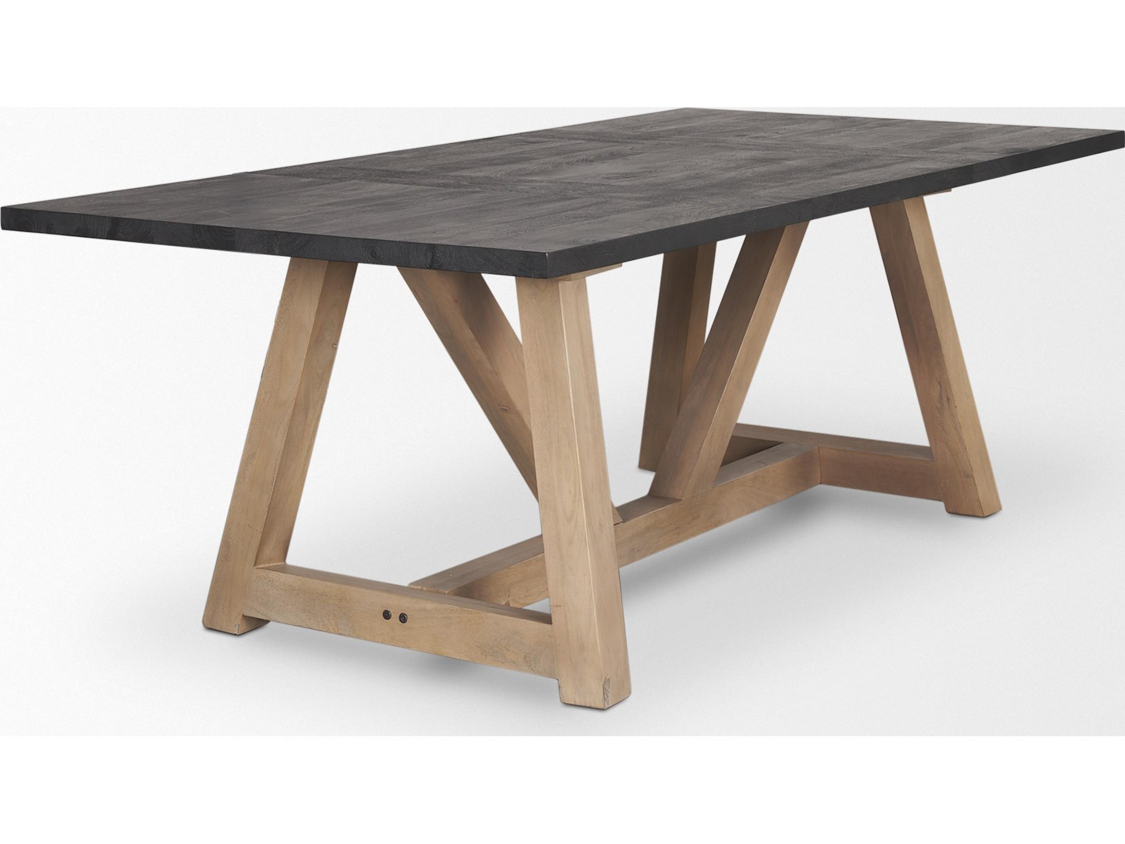 Mercana Rialto Rectangular Two-Tone Black and Brown Solid Wood Dining Table