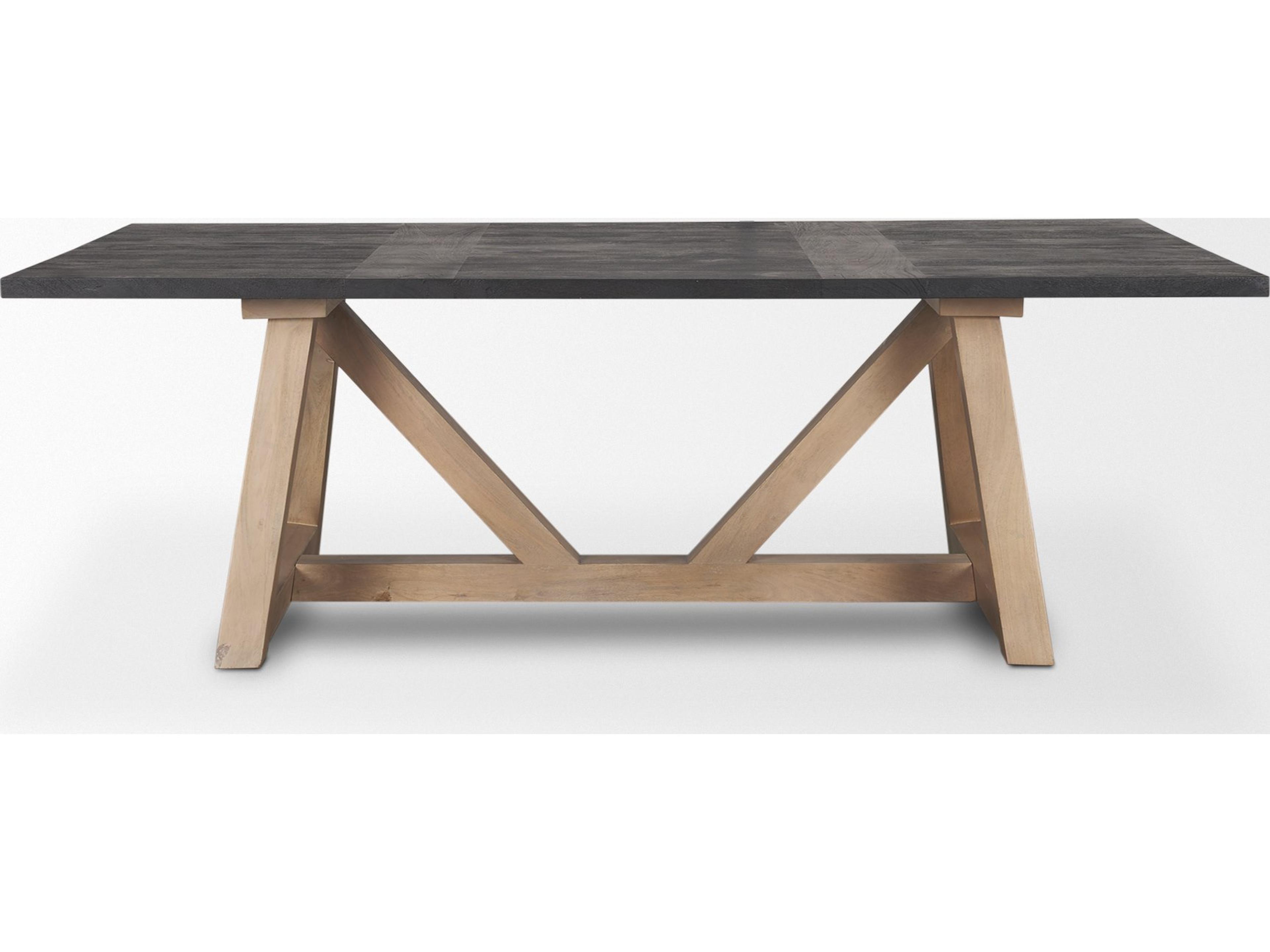 Mercana Rialto Rectangular Two-Tone Black and Brown Solid Wood Dining Table