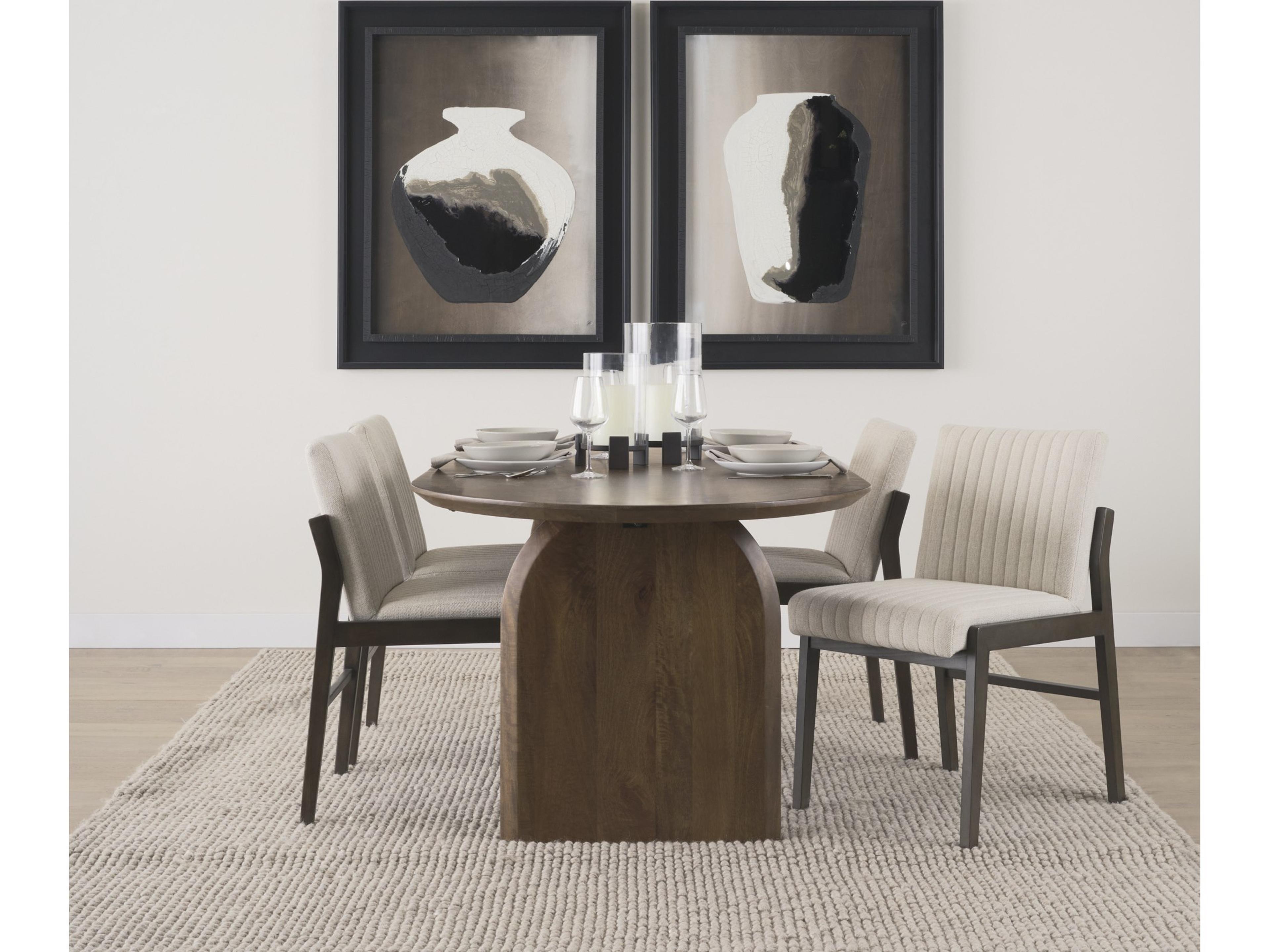 Mercana Isla Oval Dining Table w/Dark Brown Wood Top & Double Pedestal