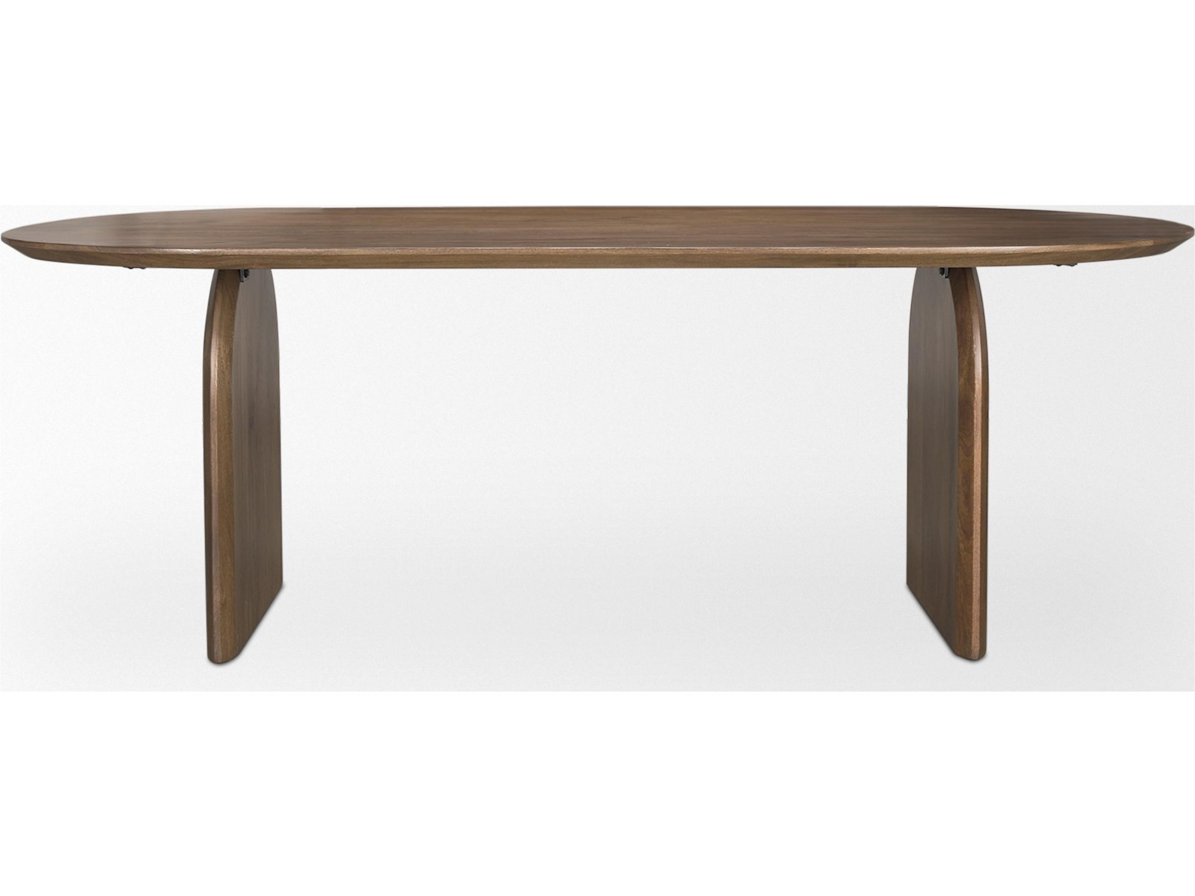 Mercana Isla Oval Dining Table w/Dark Brown Wood Top & Double Pedestal