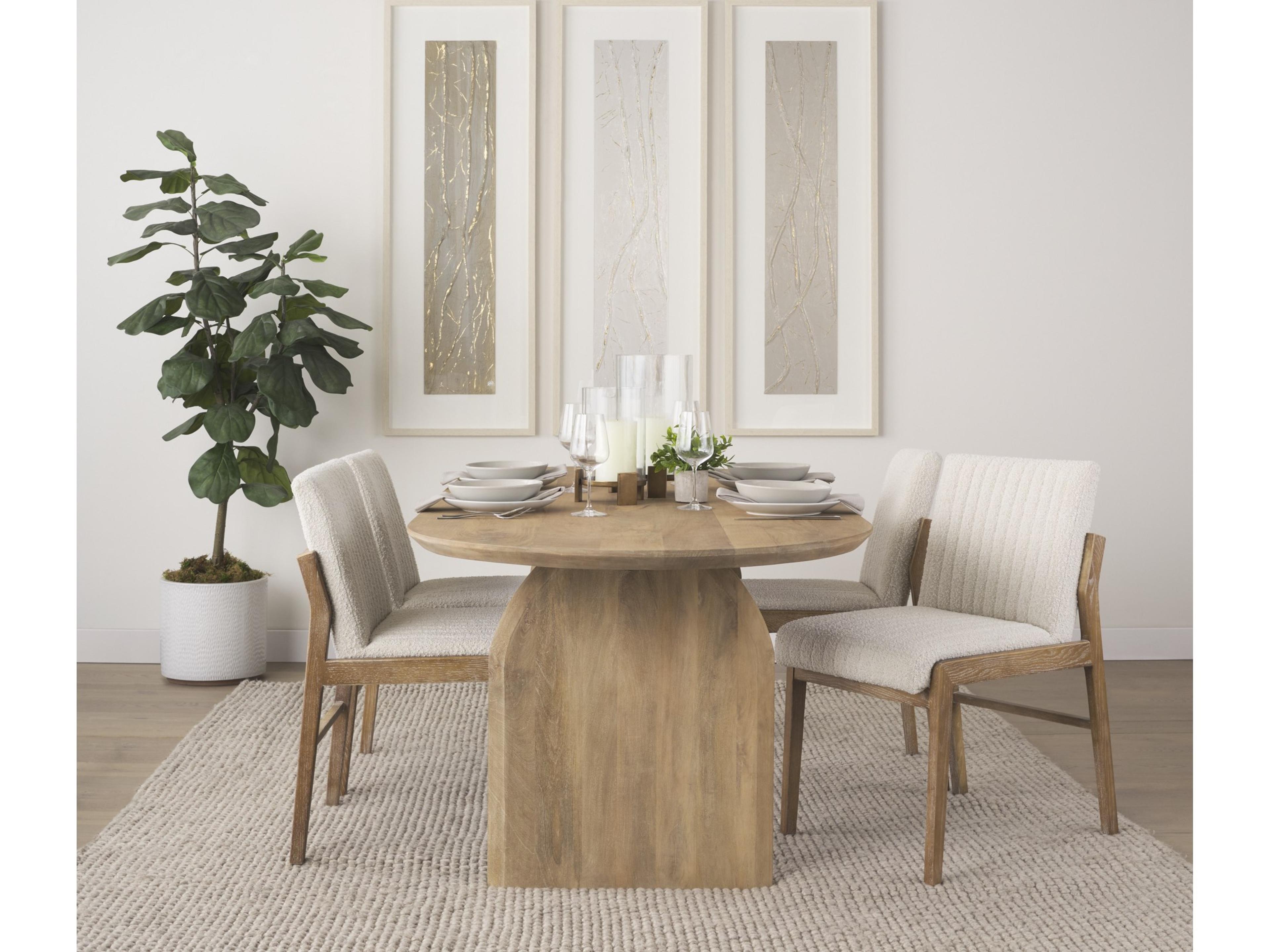 Mercana Isla Oval Dining Table w/Light Brown Wood Top & Double Pedestal