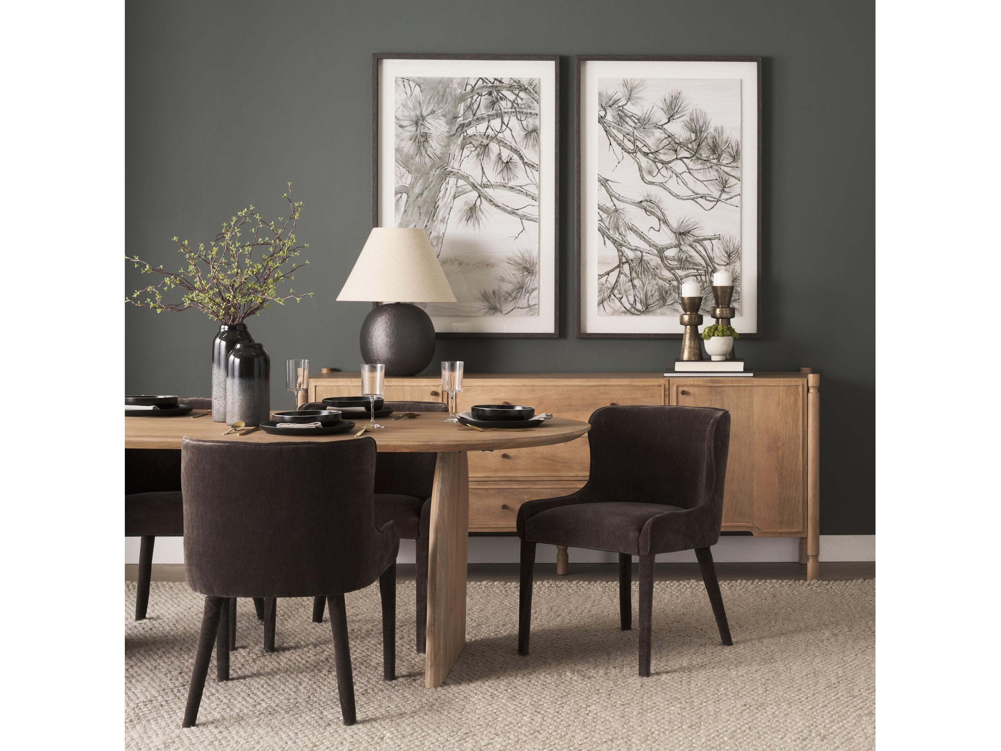 Mercana Isla Oval Dining Table w/Light Brown Wood Top & Double Pedestal