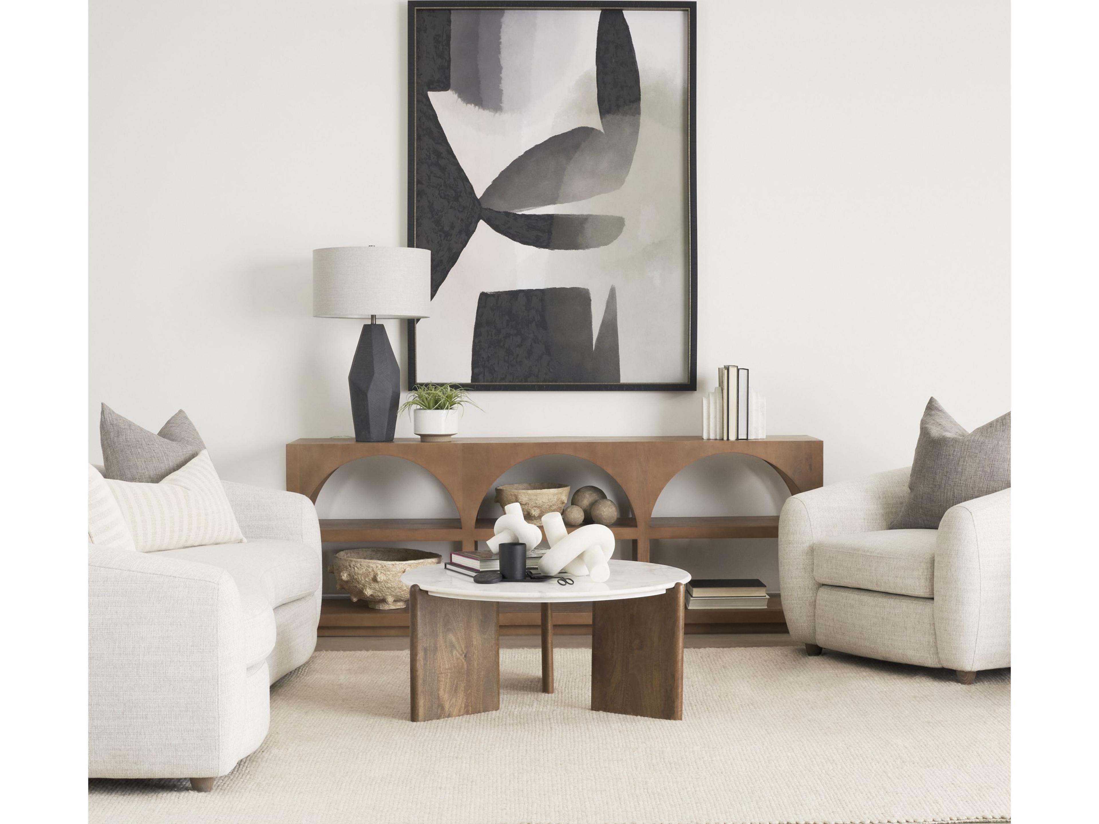 Mercana Rumer Dark Brown Wood w/ White Marble Coffee Table