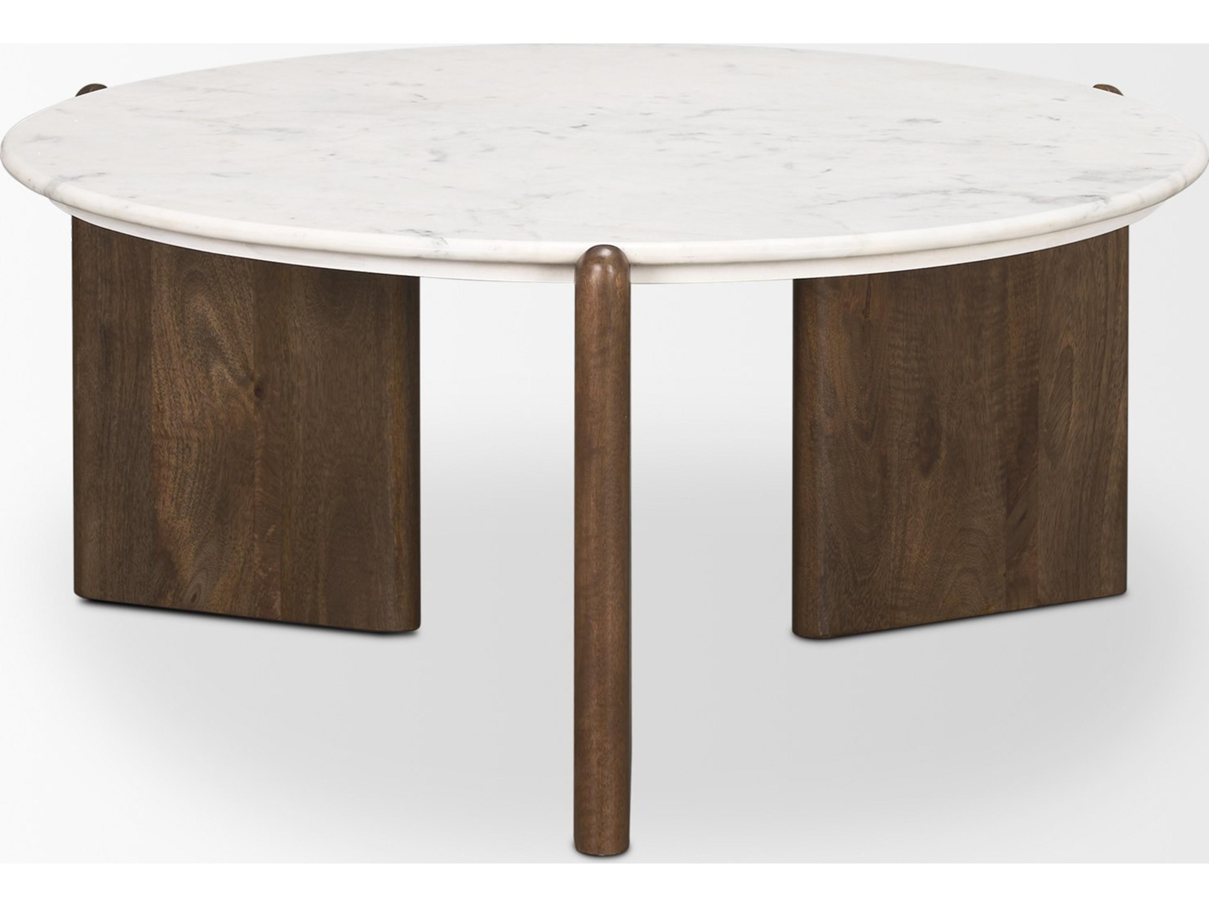 Mercana Rumer Dark Brown Wood w/ White Marble Coffee Table