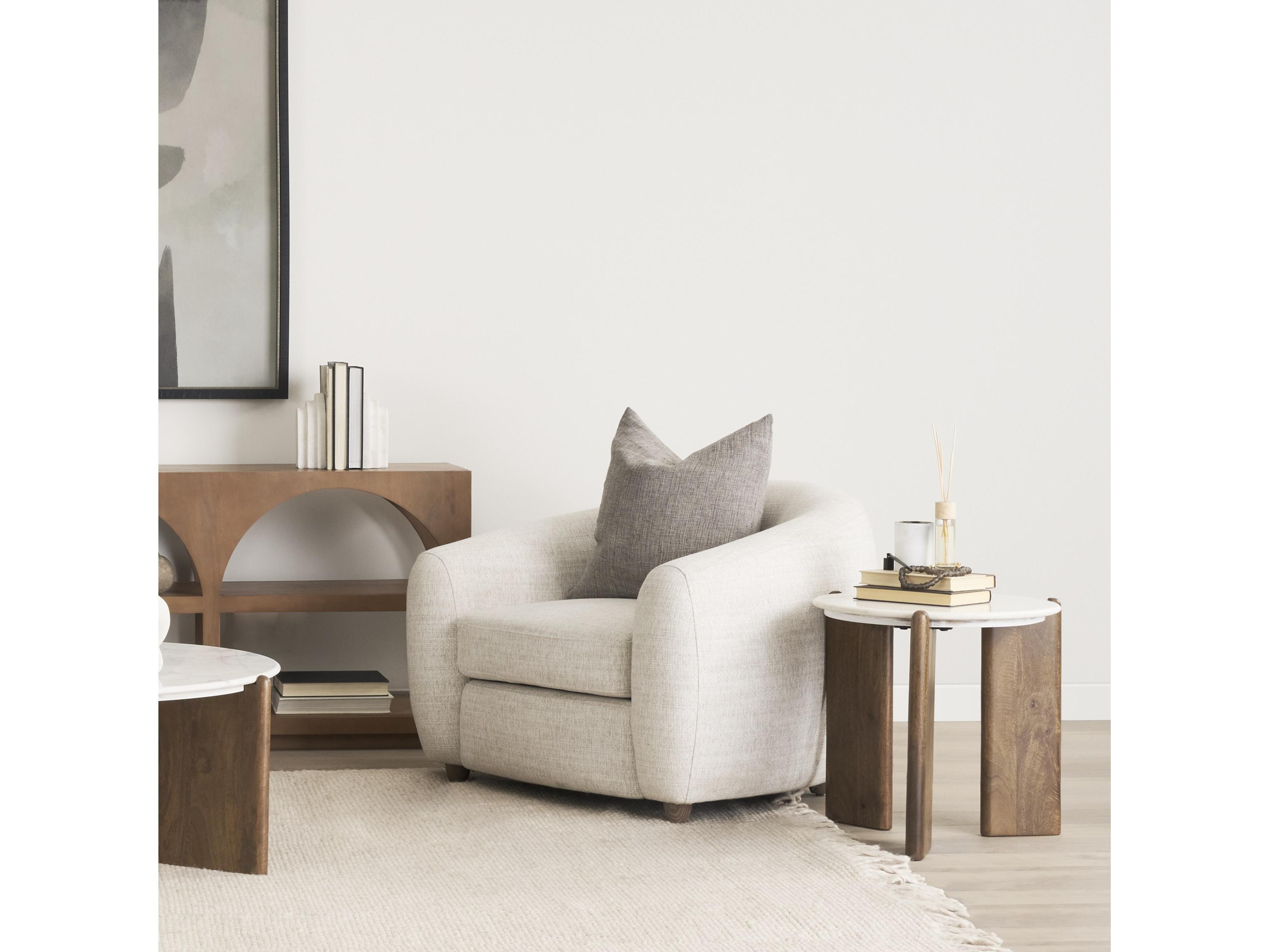 Mercana Rumer Dark Brown Wood w/ White Marble Side Table