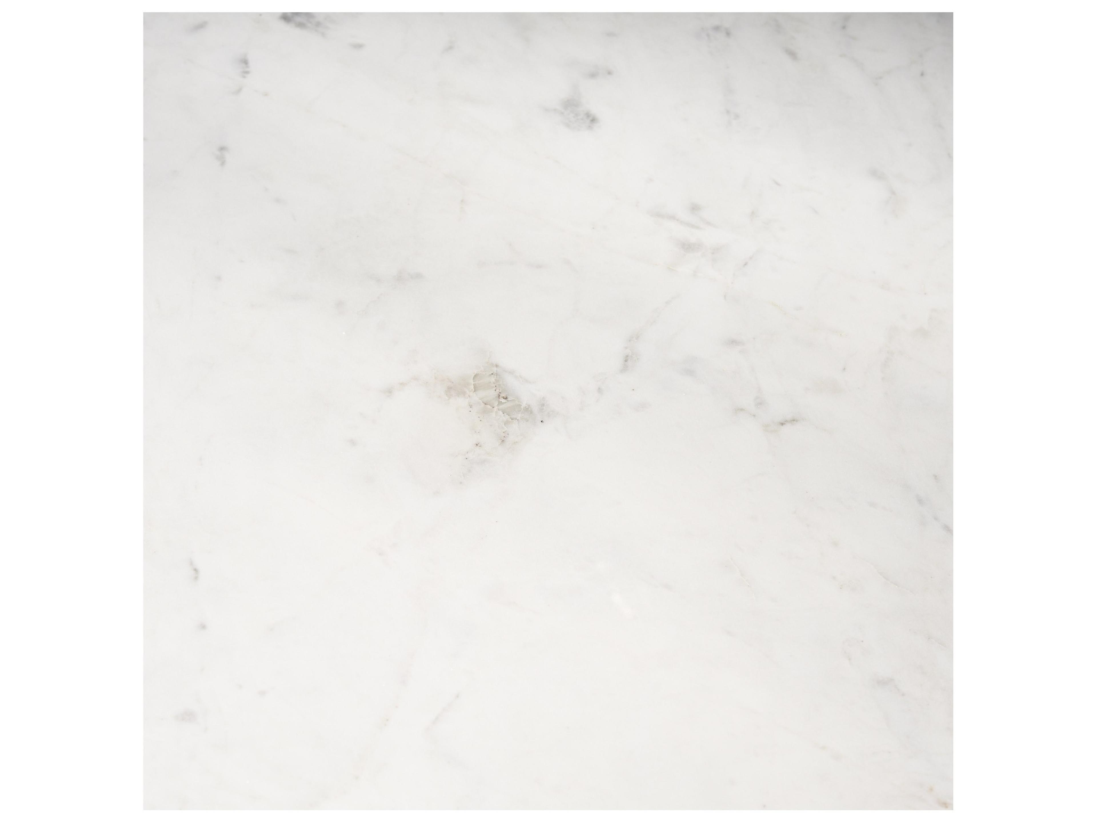 Mercana Allyson 42" Round Brown Wood Pedestal w/Banswara White Marble Top Dining Table