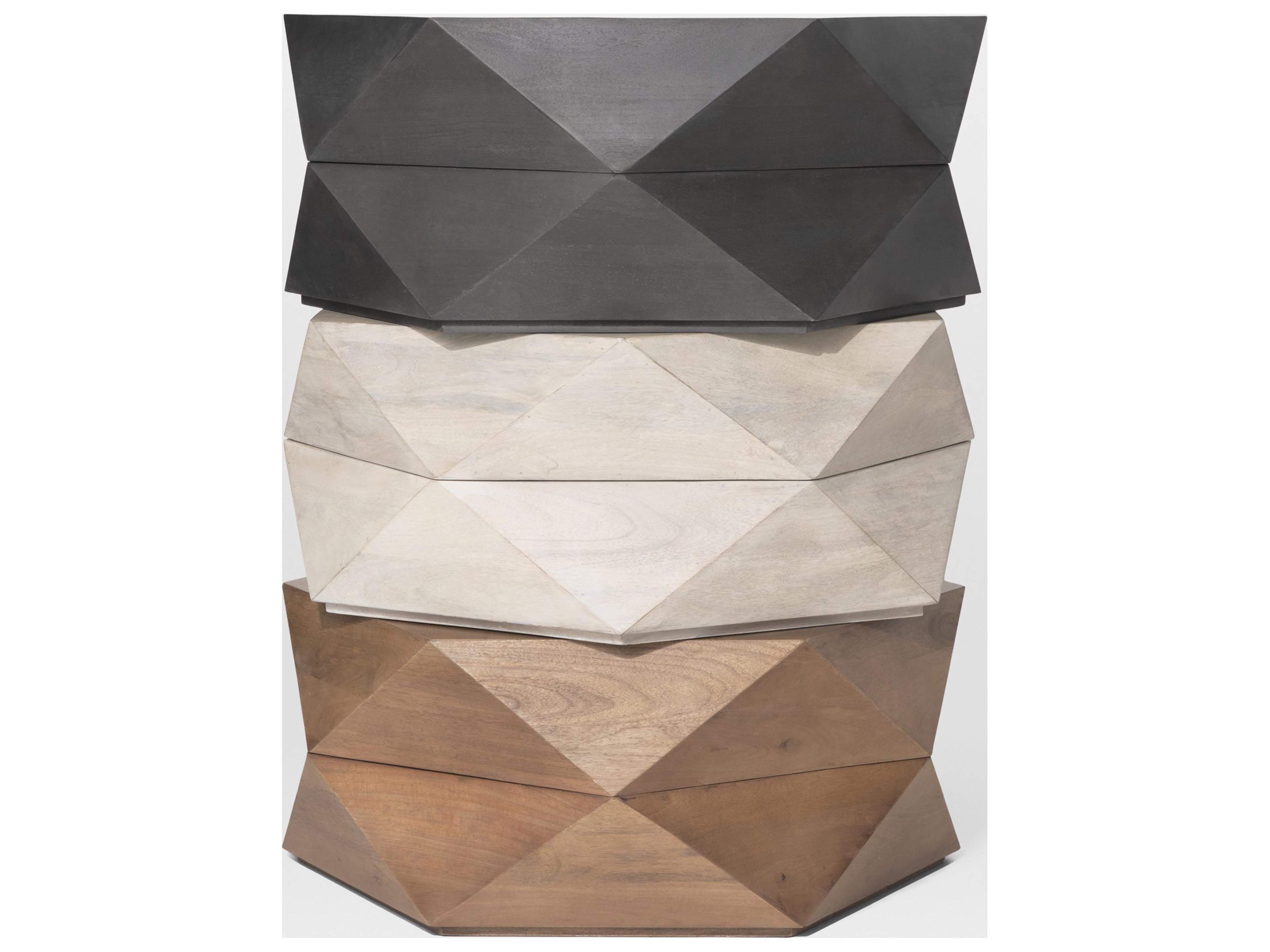 Mercana Arreto Hexagonal Hinged Solid Wood Top and Base Coffee Table