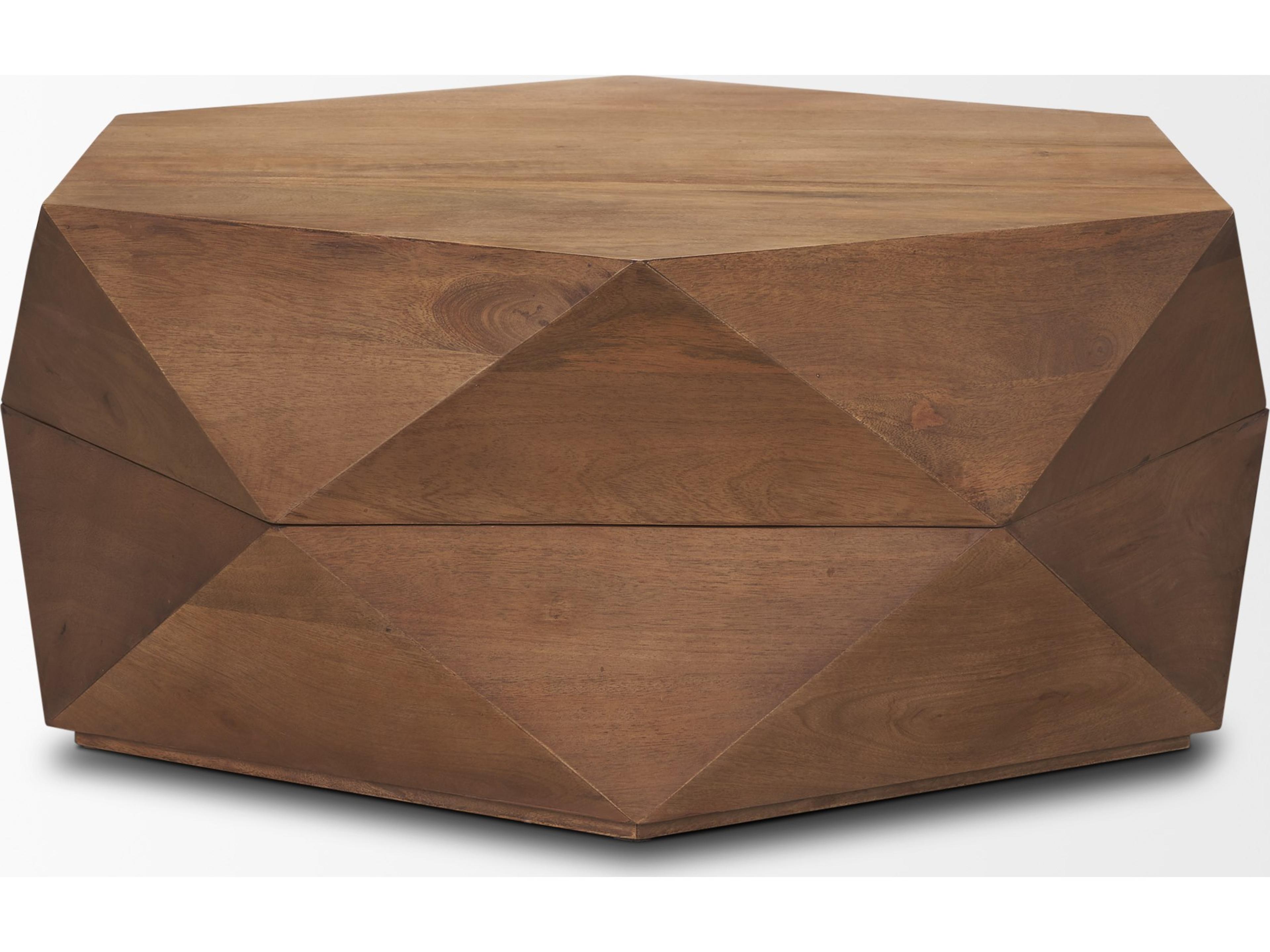Mercana Arreto Hexagonal Hinged Solid Wood Top and Base Coffee Table