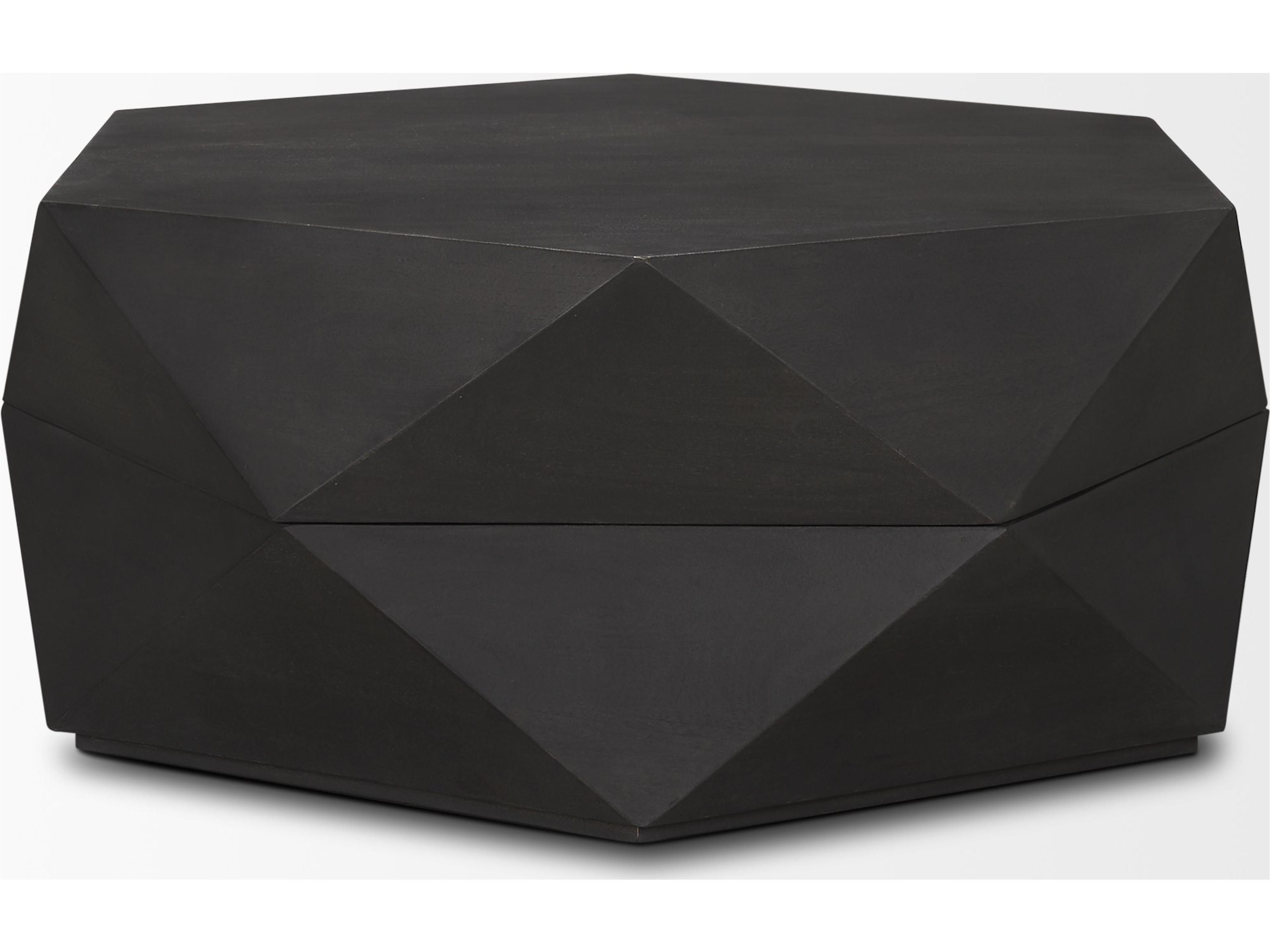 Mercana Arreto Hexagonal Hinged Solid Wood Top and Base Coffee Table