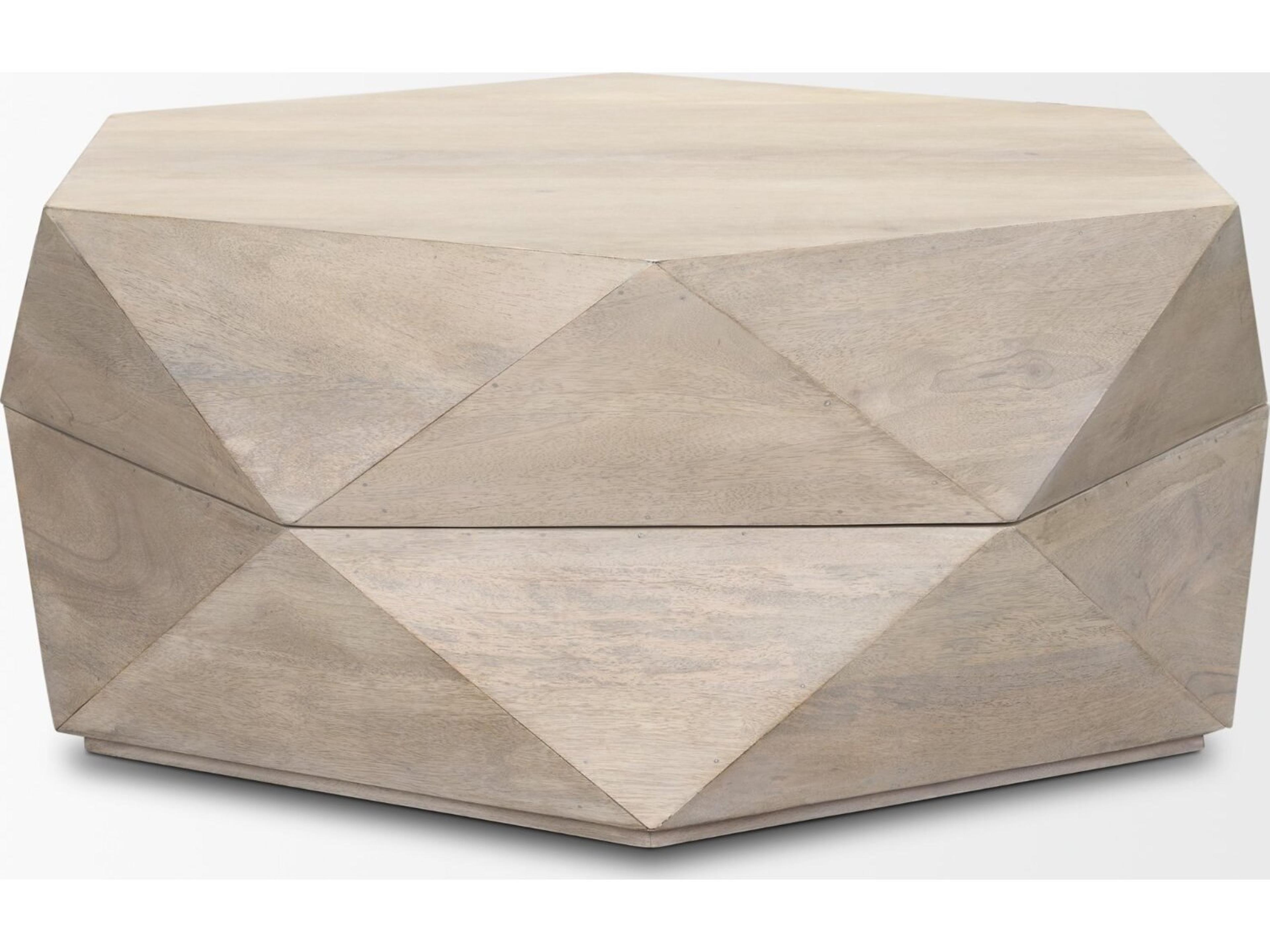 Mercana Arreto Hexagonal Hinged Solid Wood Top and Base Coffee Table