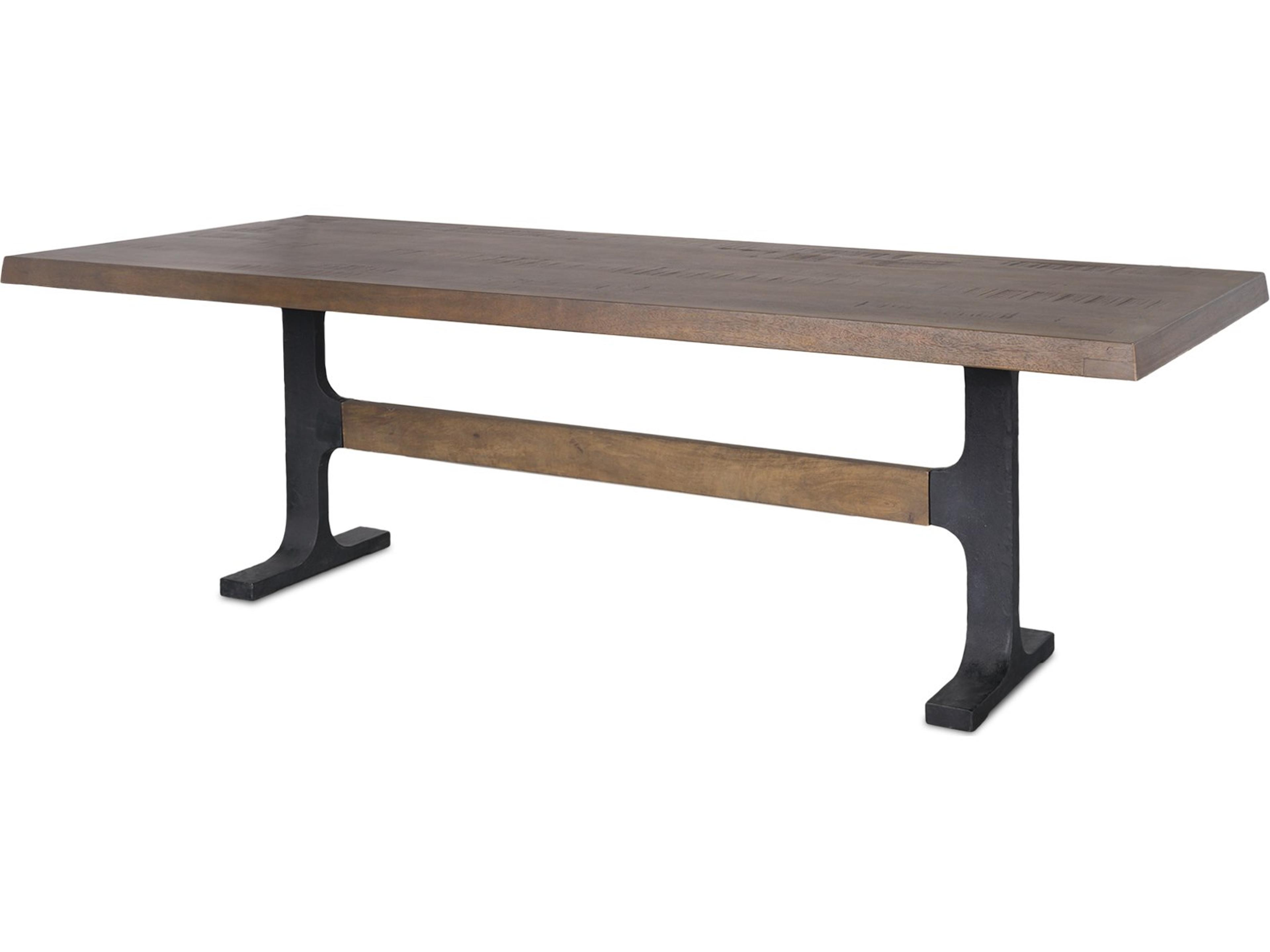 Araxi Rectangular Dark Brown Wood w/ Black Metal Base Dining Table