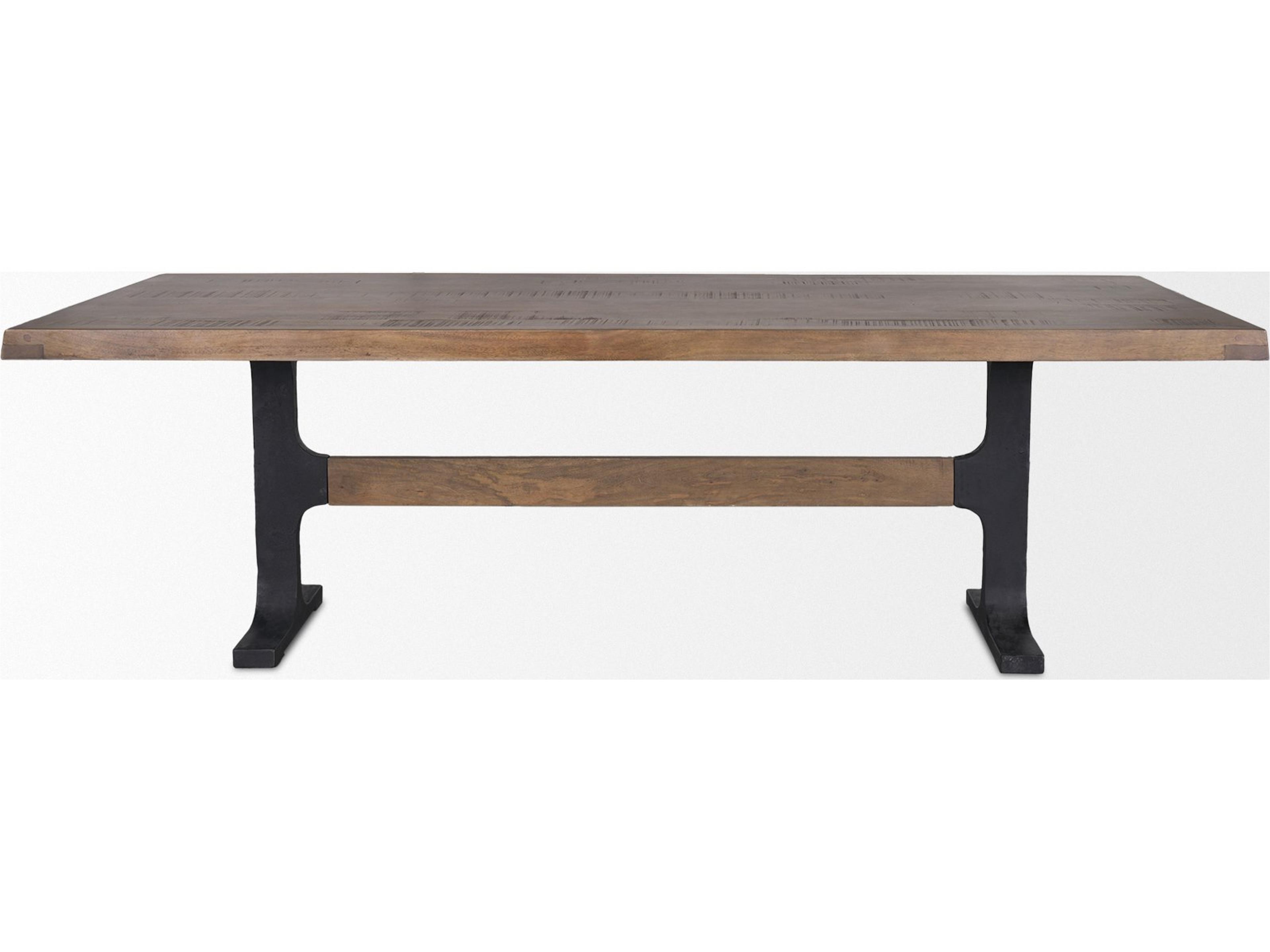 Mercana Araxi Rectangular Dark Brown Wood w/ Black Metal Base Dining Table