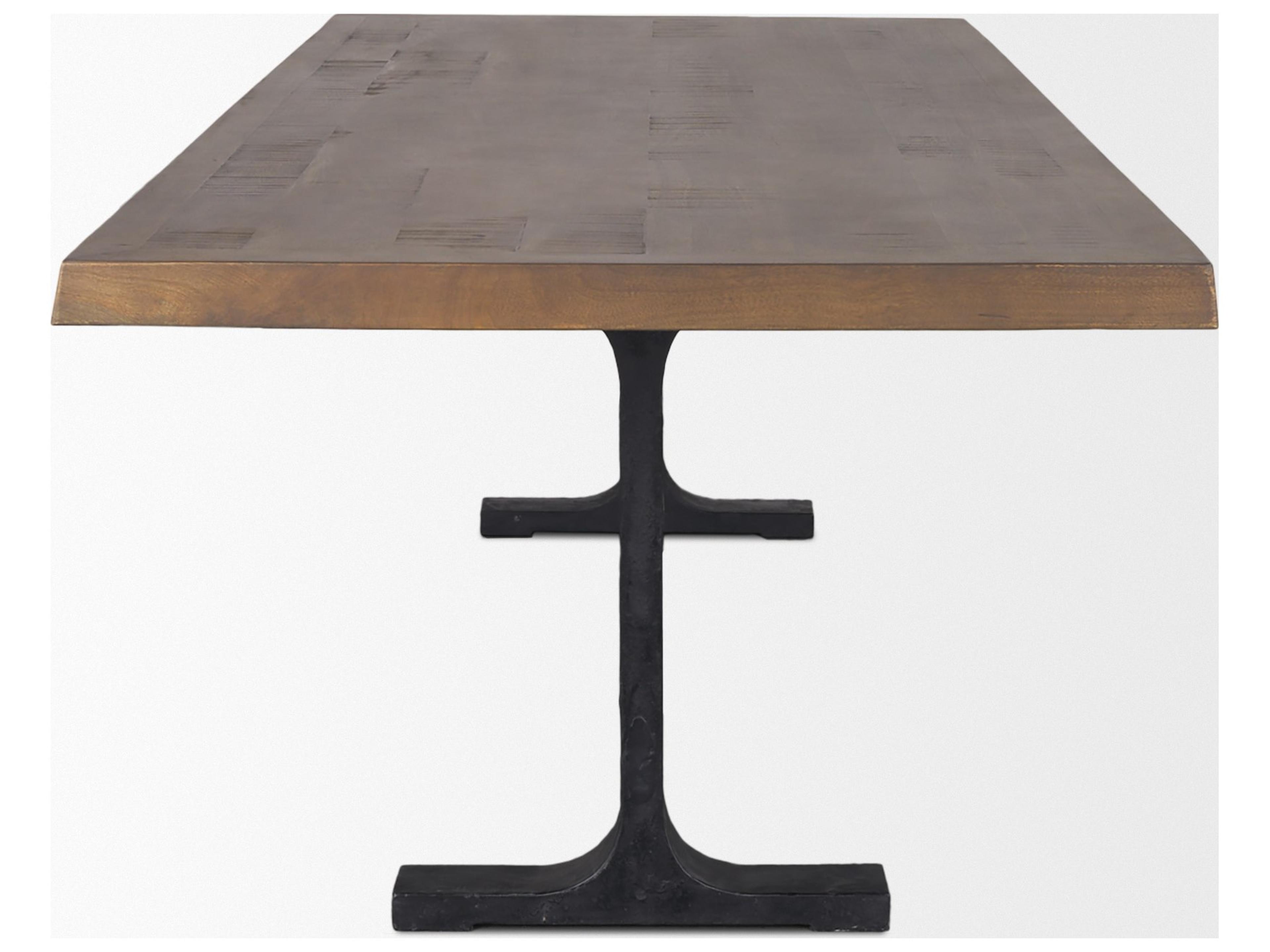 Mercana Araxi Rectangular Dark Brown Wood w/ Black Metal Base Dining Table
