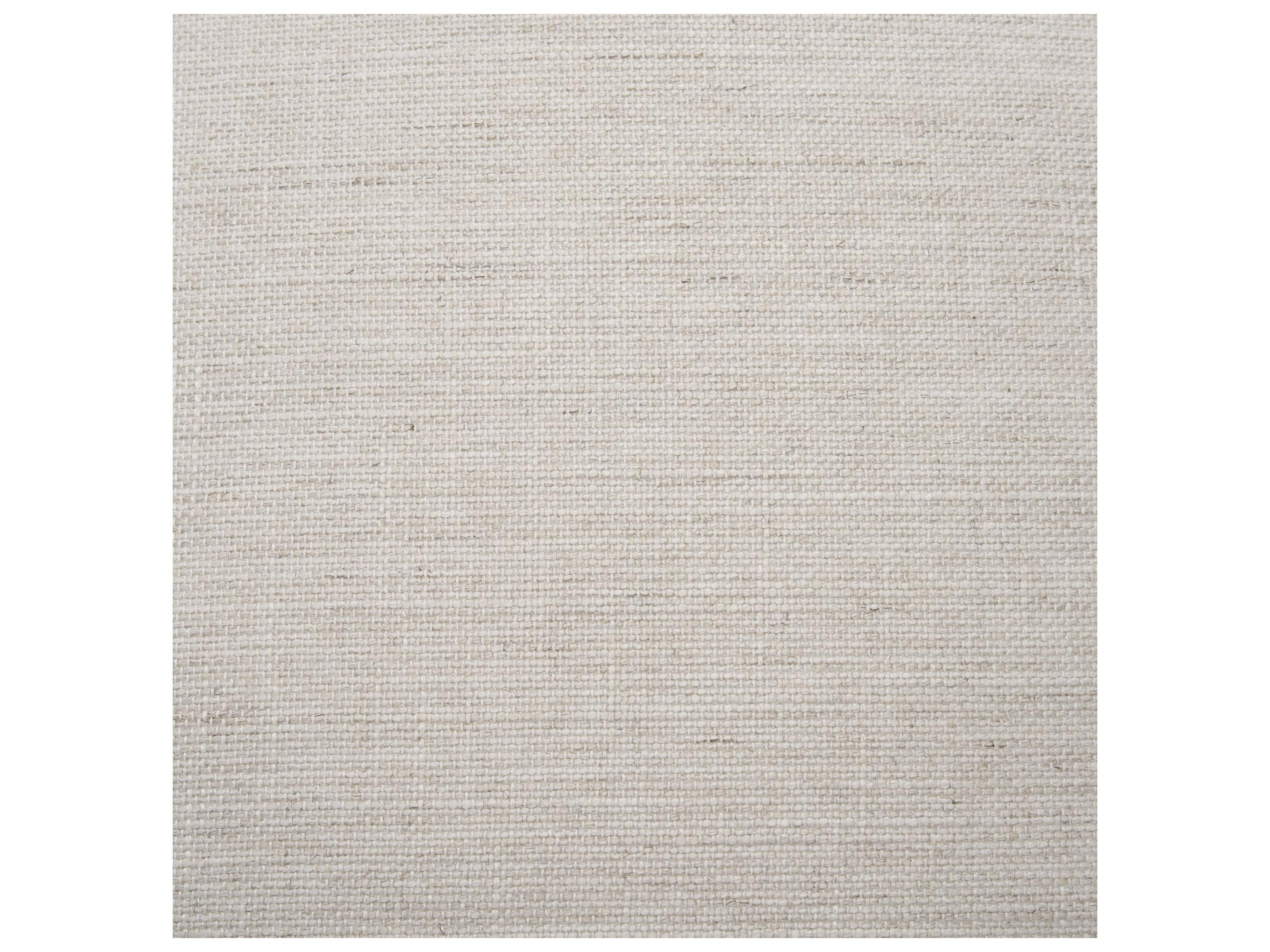 Mercana Gwynn Beige Fabric w/ Light Brown Wood Pouf