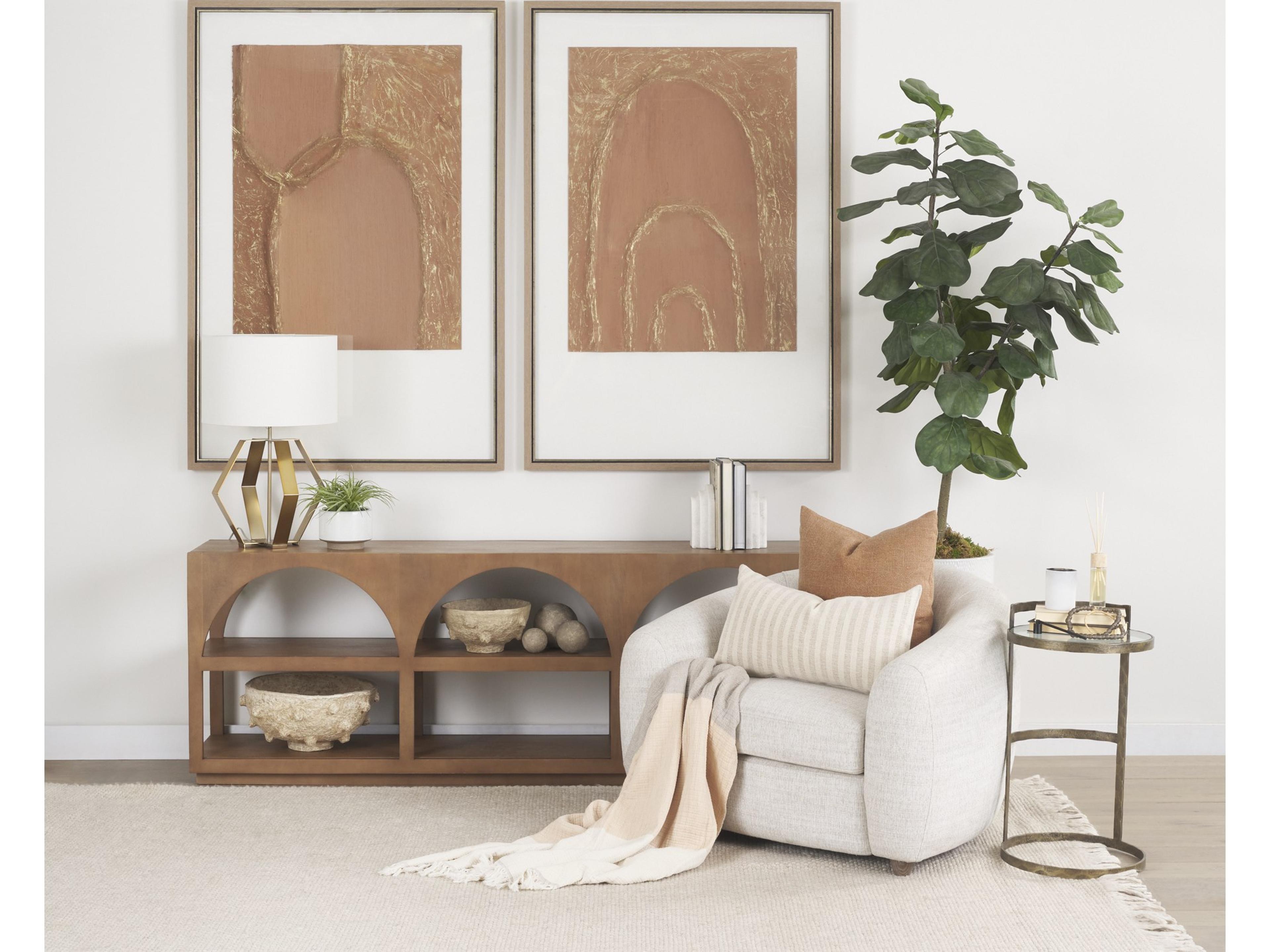 Mercana Bela Large Medium Brown Wood Arched Console Table