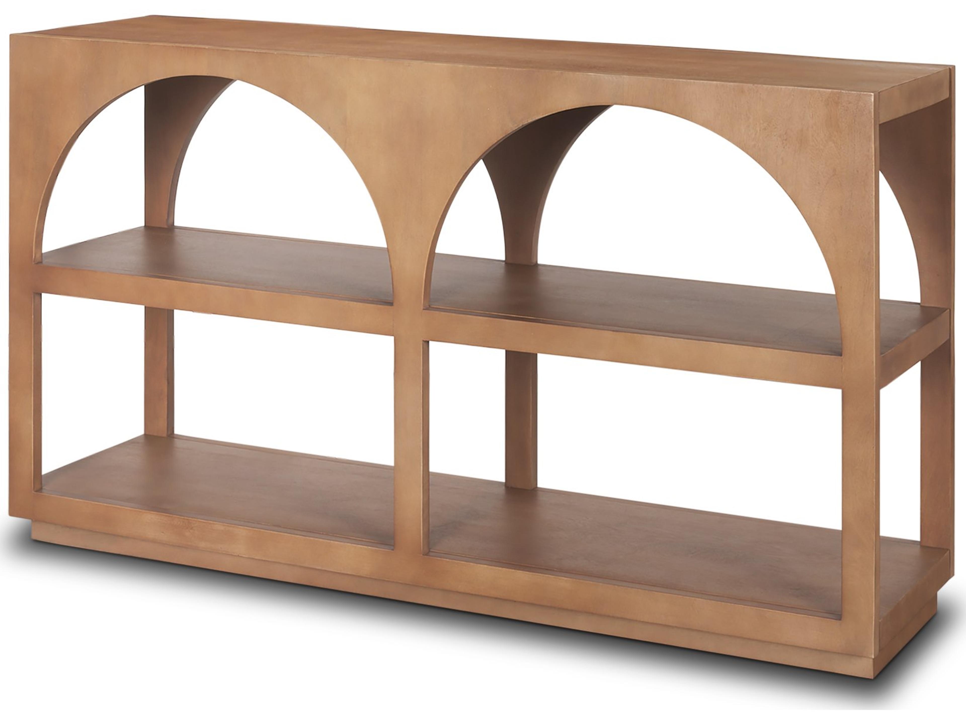 Bela Small Arched Console Table Medium Brown Wood