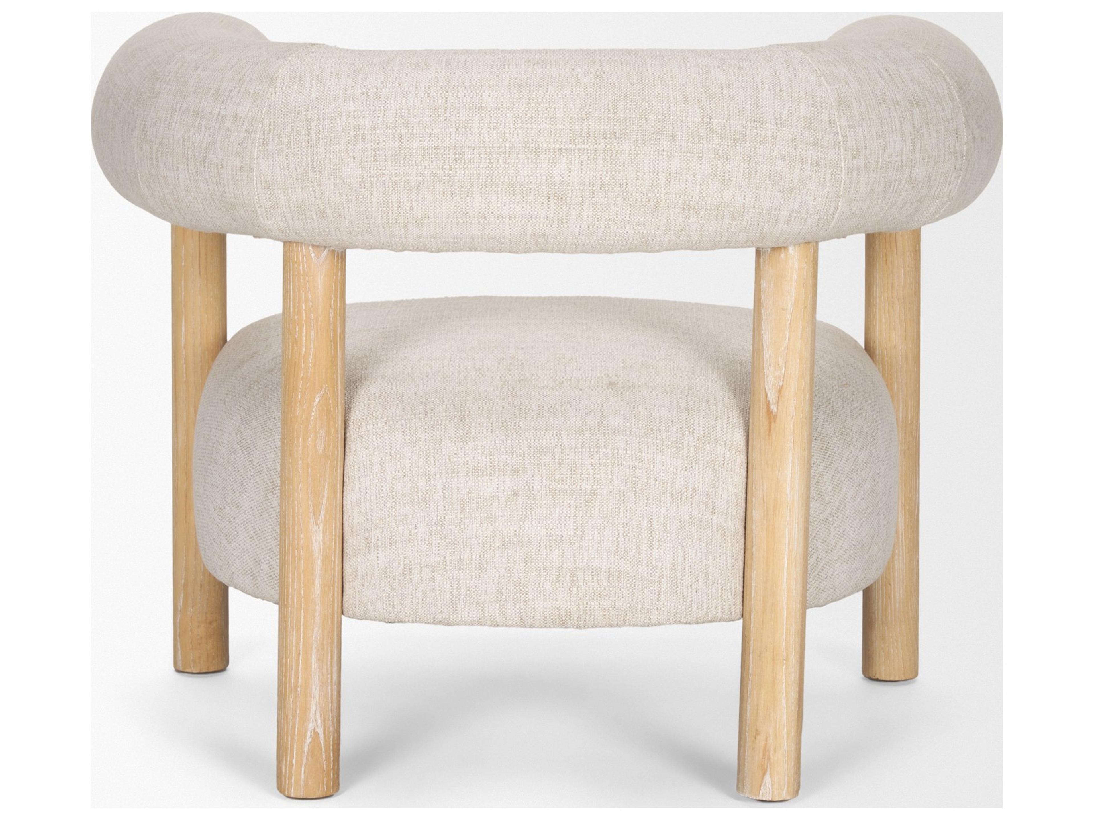 Mercana Gianna Open Back Light Brown Wood w/ Oatmeal Fabric Accent Chair