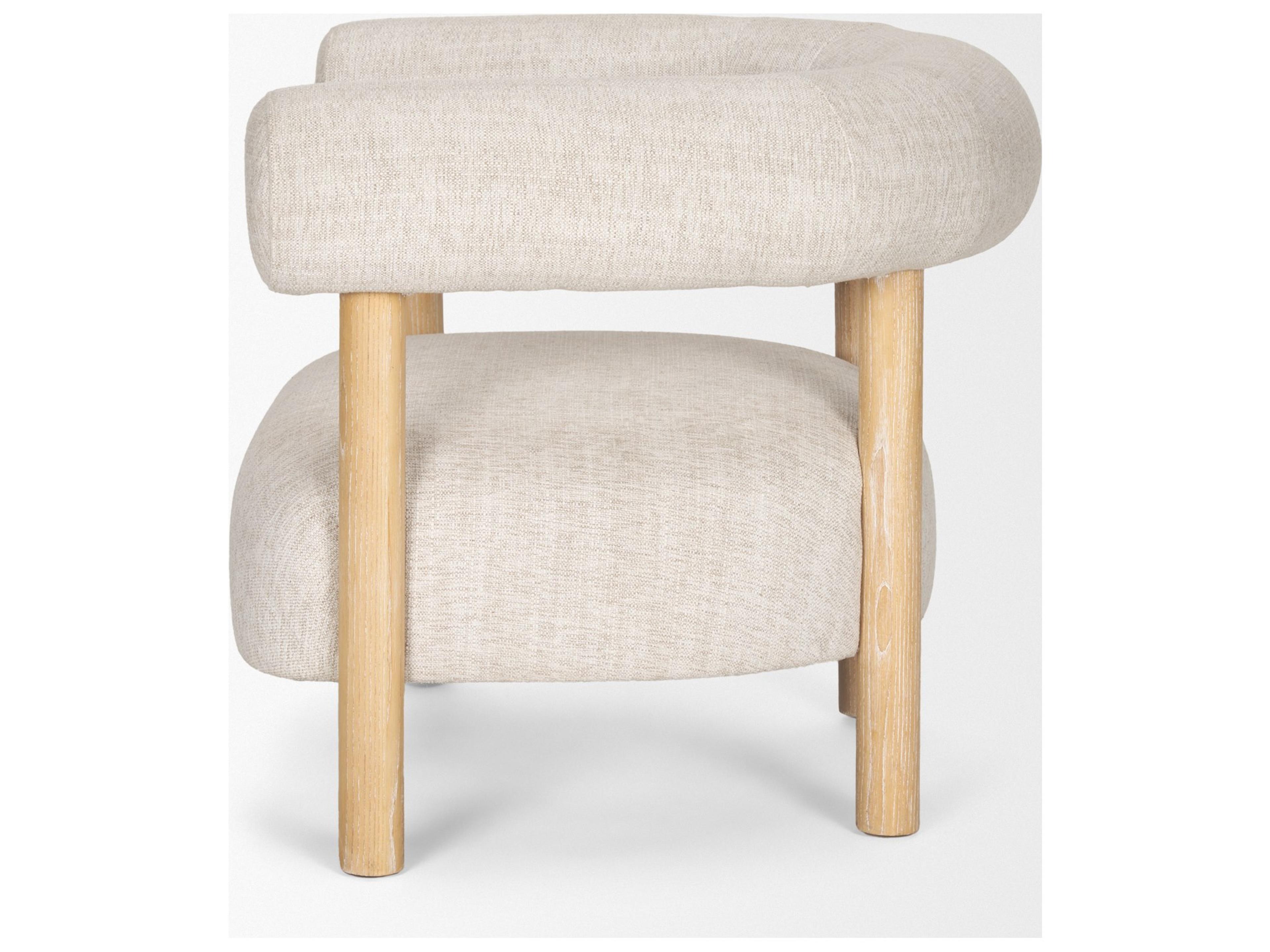 Mercana Gianna Open Back Light Brown Wood w/ Oatmeal Fabric Accent Chair