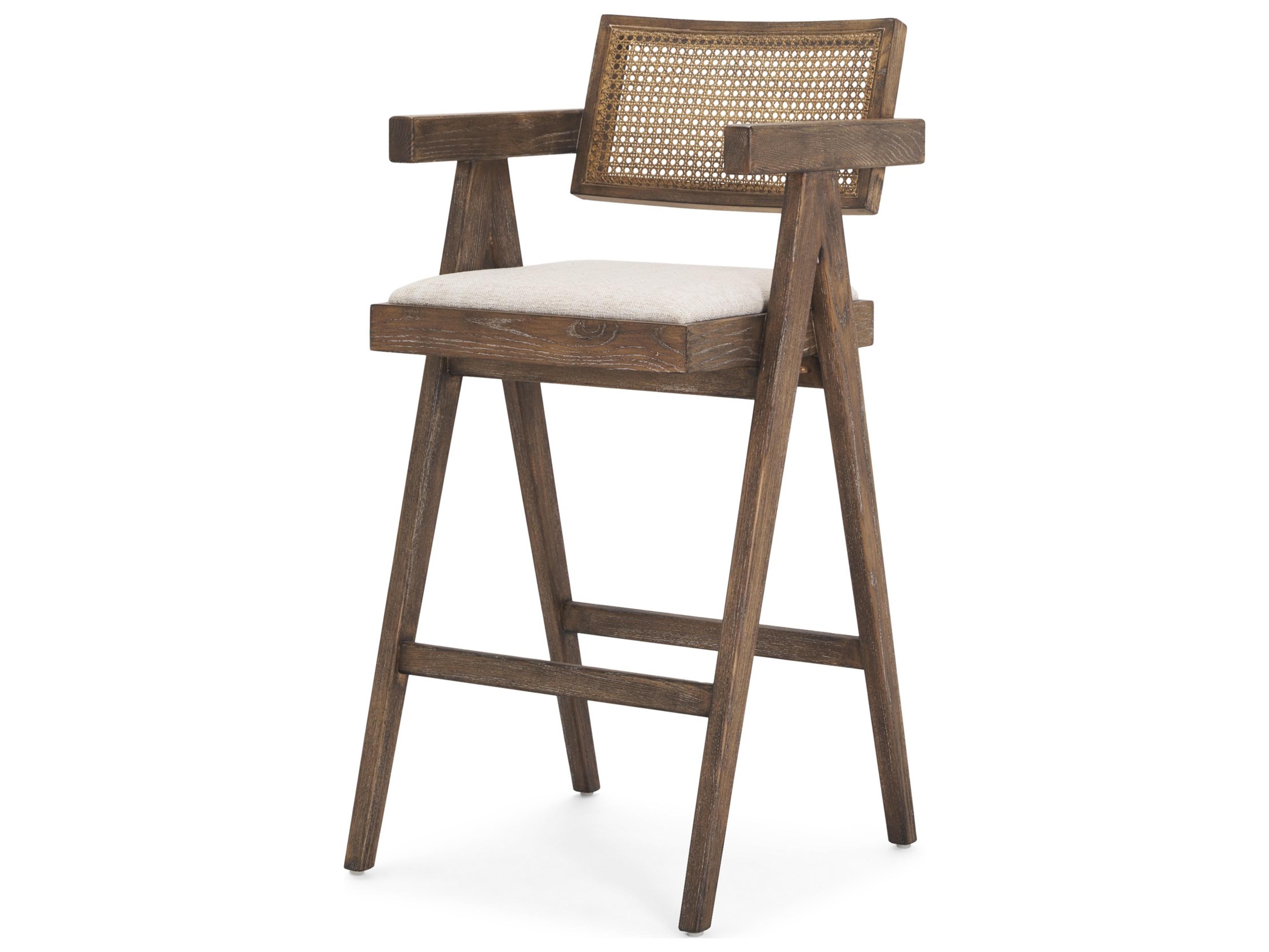 Mercana Indie Medium Brown Wood w/ Cane Bar Stool