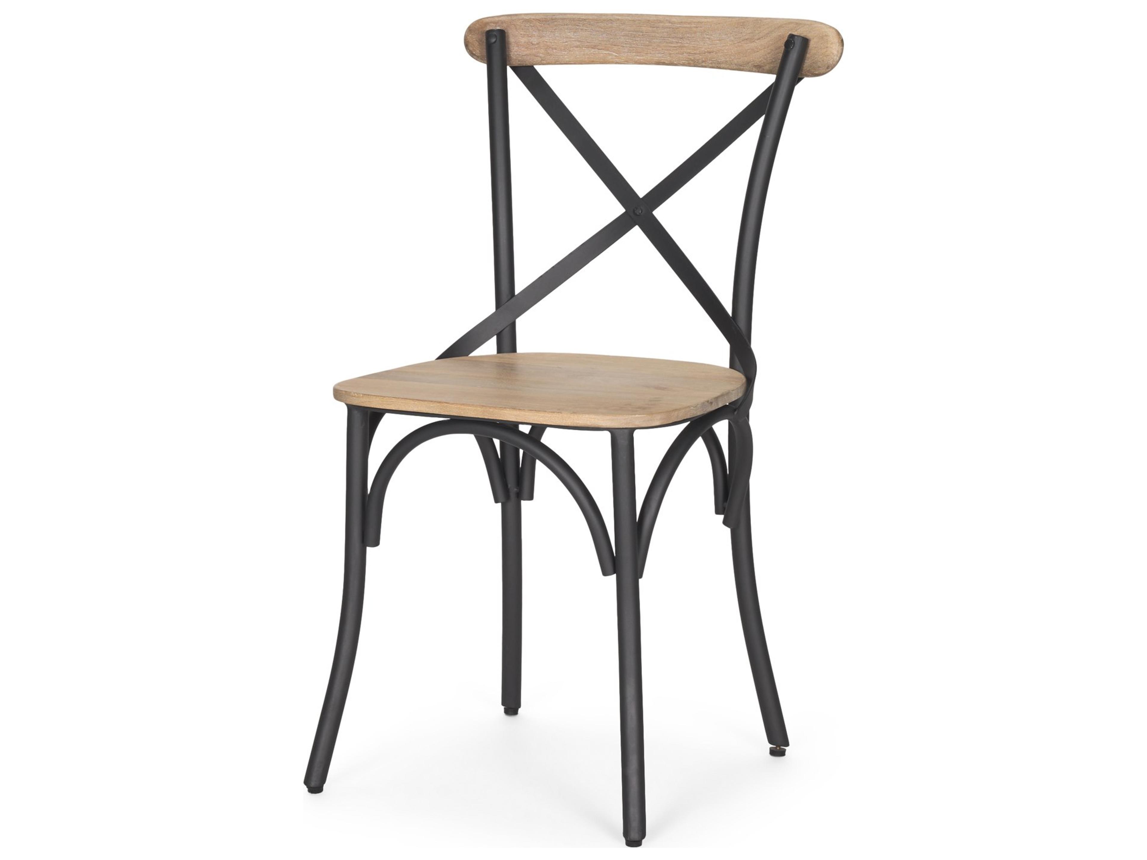 Etienne Light Brown Wood w/ Iron Metal Dining Chair