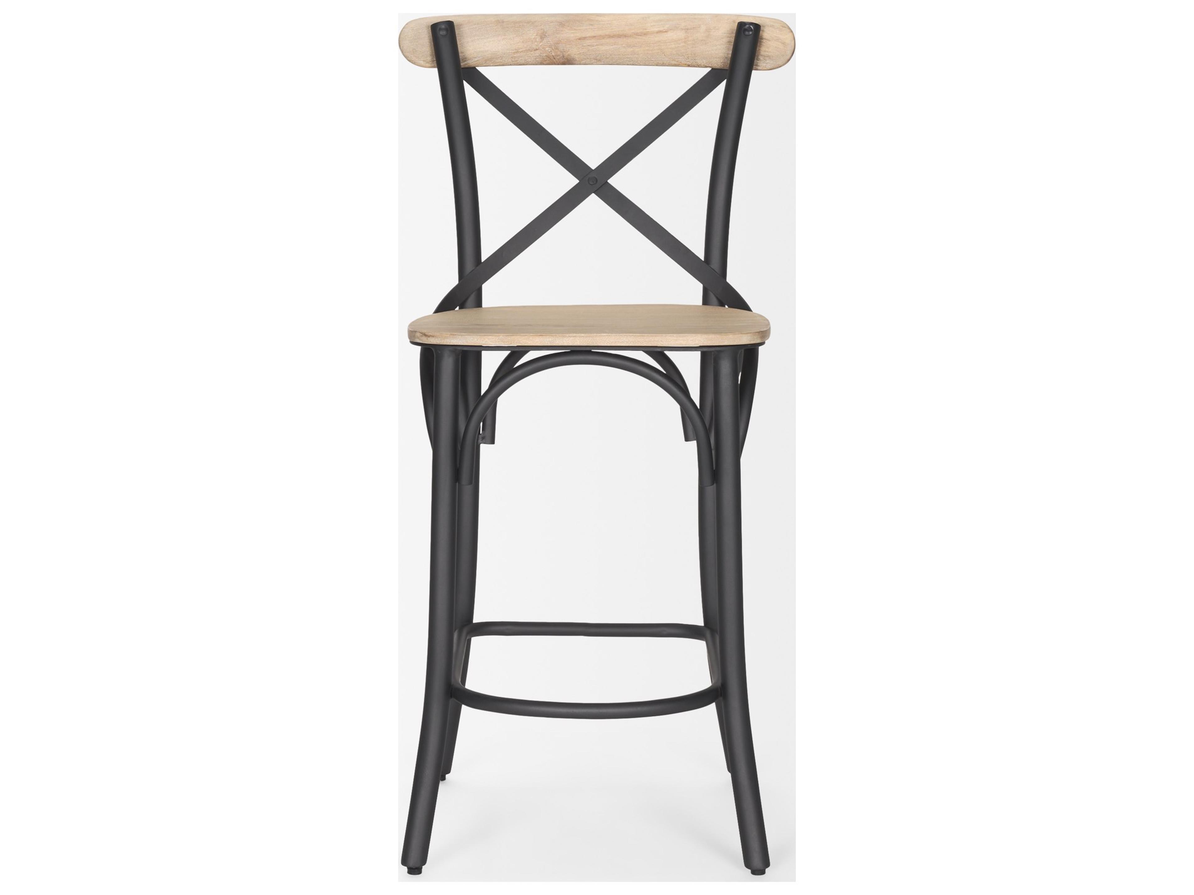 Mercana Etienne Light Brown Wood w/ Iron Metal Counter Stool