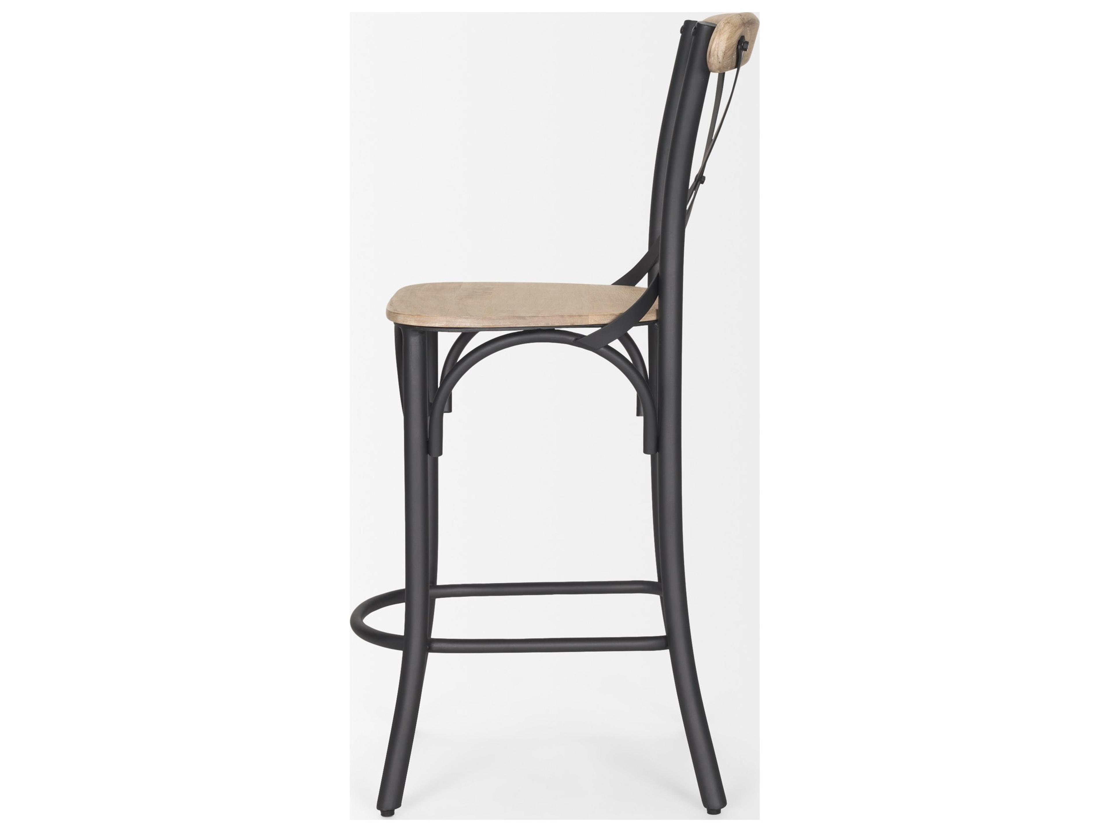 Mercana Etienne Light Brown Wood w/ Iron Metal Counter Stool