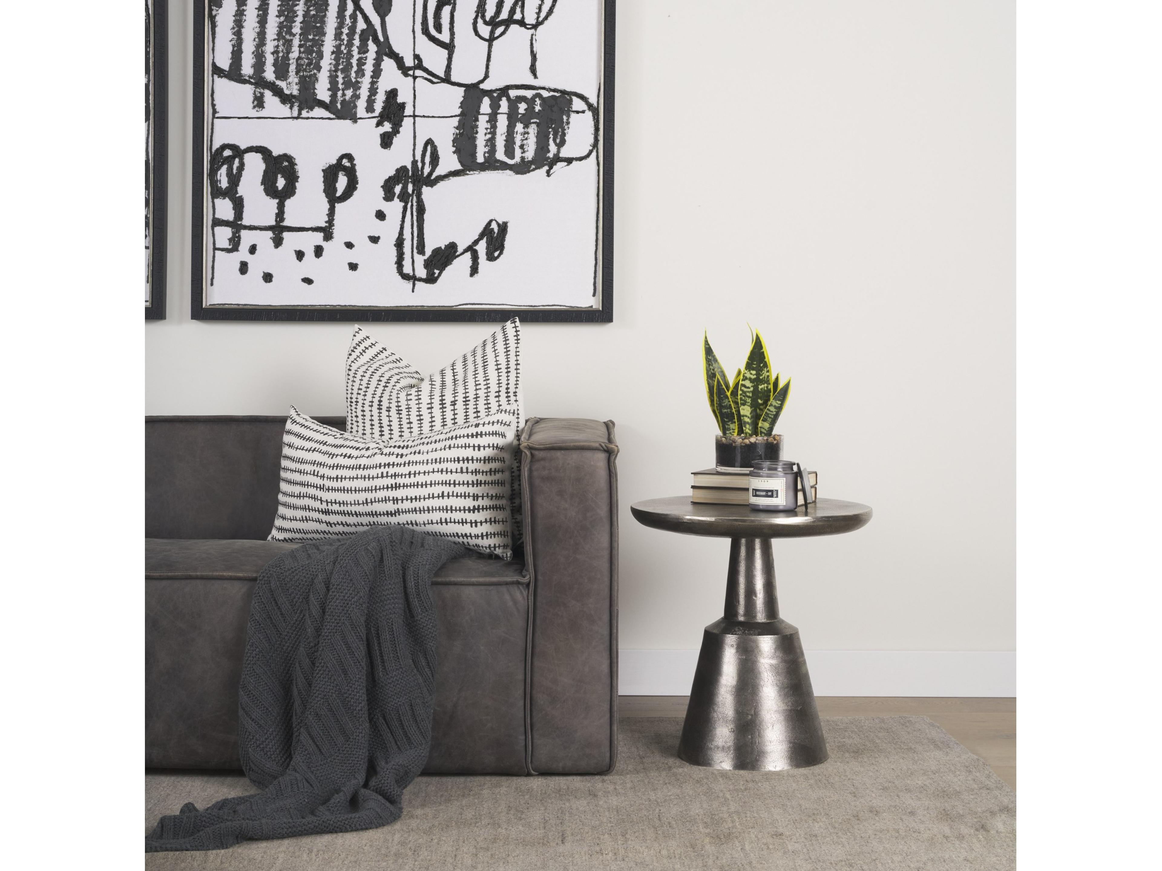 Mercana Bobbi Textured Polished Nickel Cast Aluminum Metal Accent Table