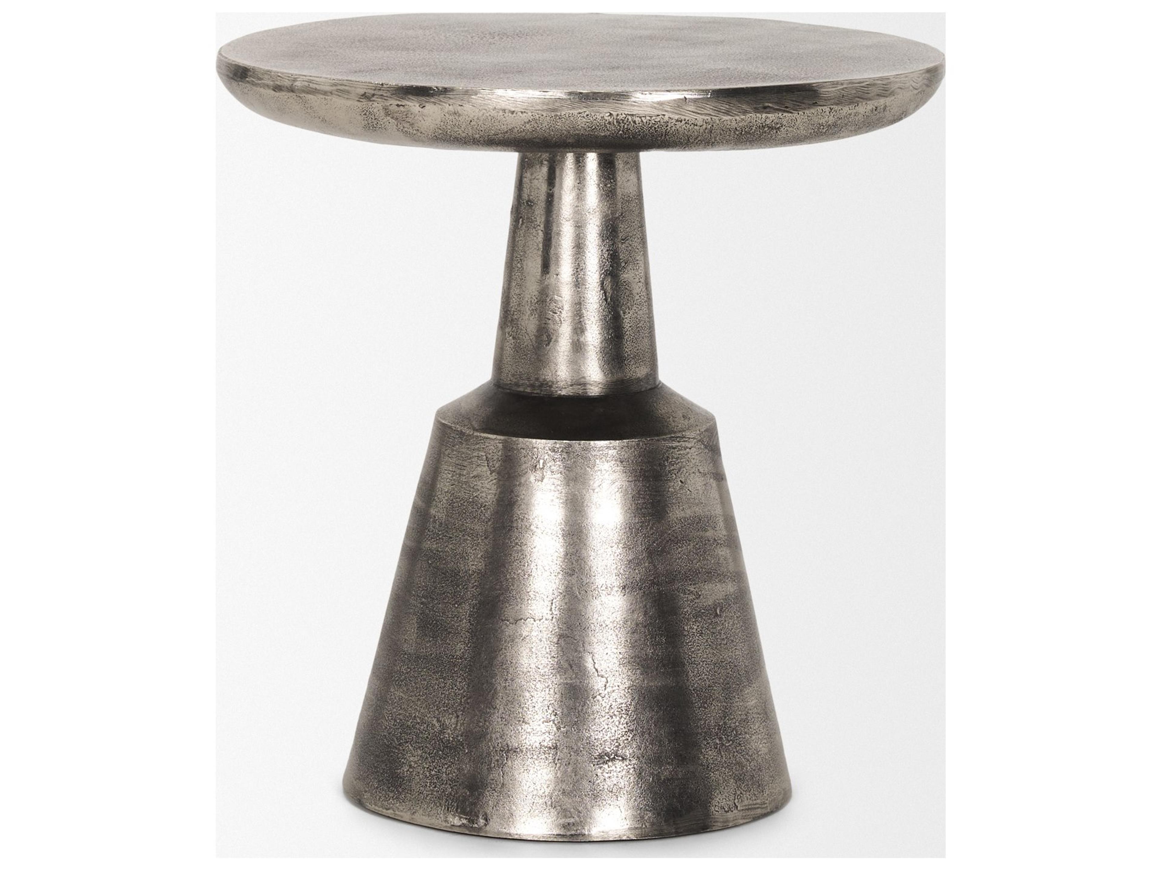 Mercana Bobbi Textured Polished Nickel Cast Aluminum Metal Accent Table
