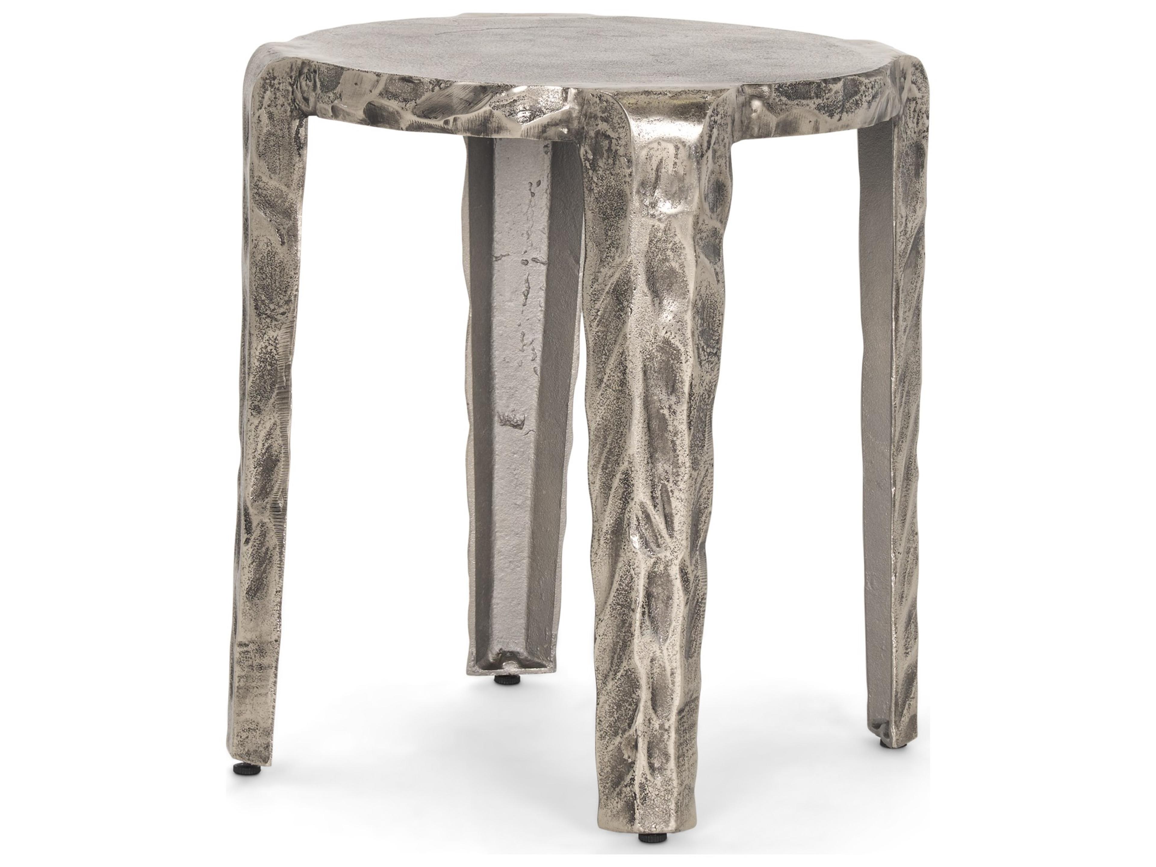 Randy Textured Silver Nickel Cast Aluminum Metal Accent Table