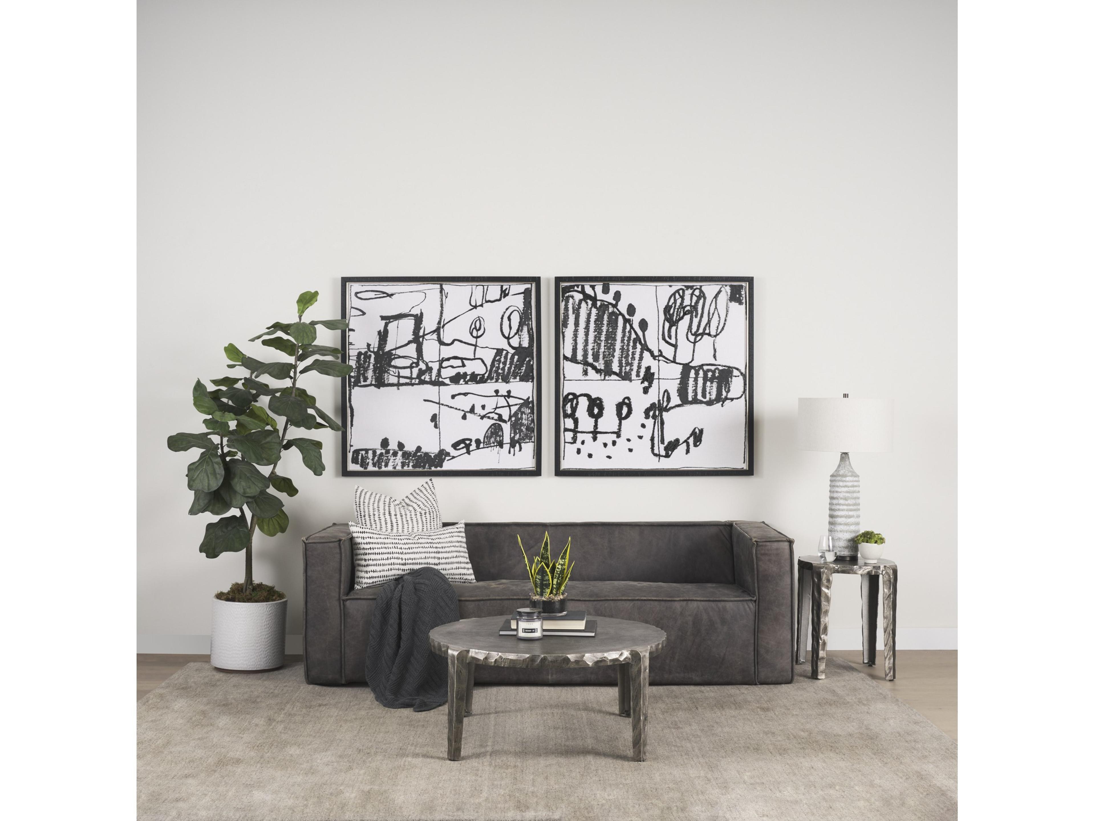 Mercana Randy Textured Silver Nickel Cast Aluminum Metal Accent Table