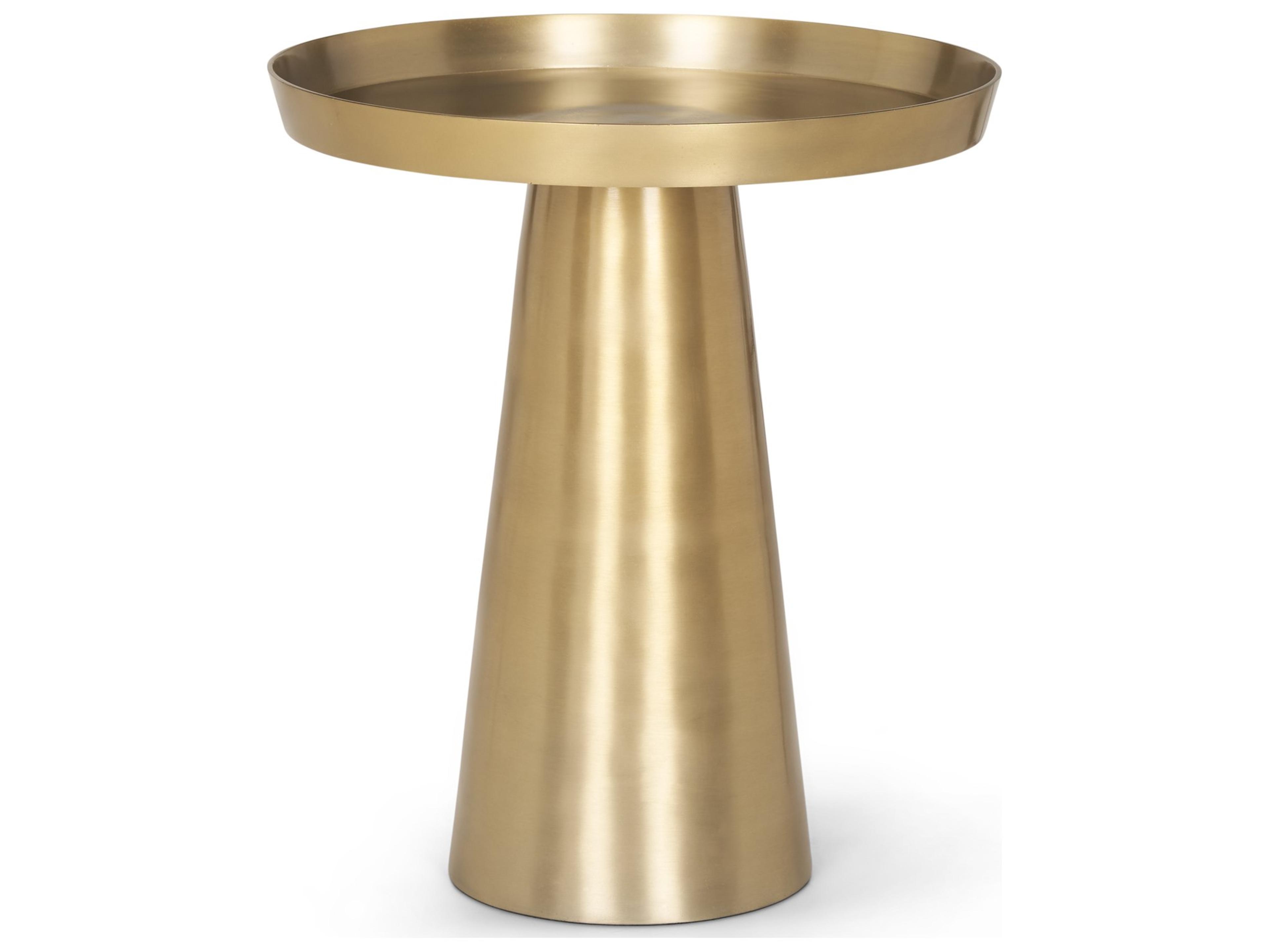 Roland Satin Brass Cast Aluminum Metal Accent Table