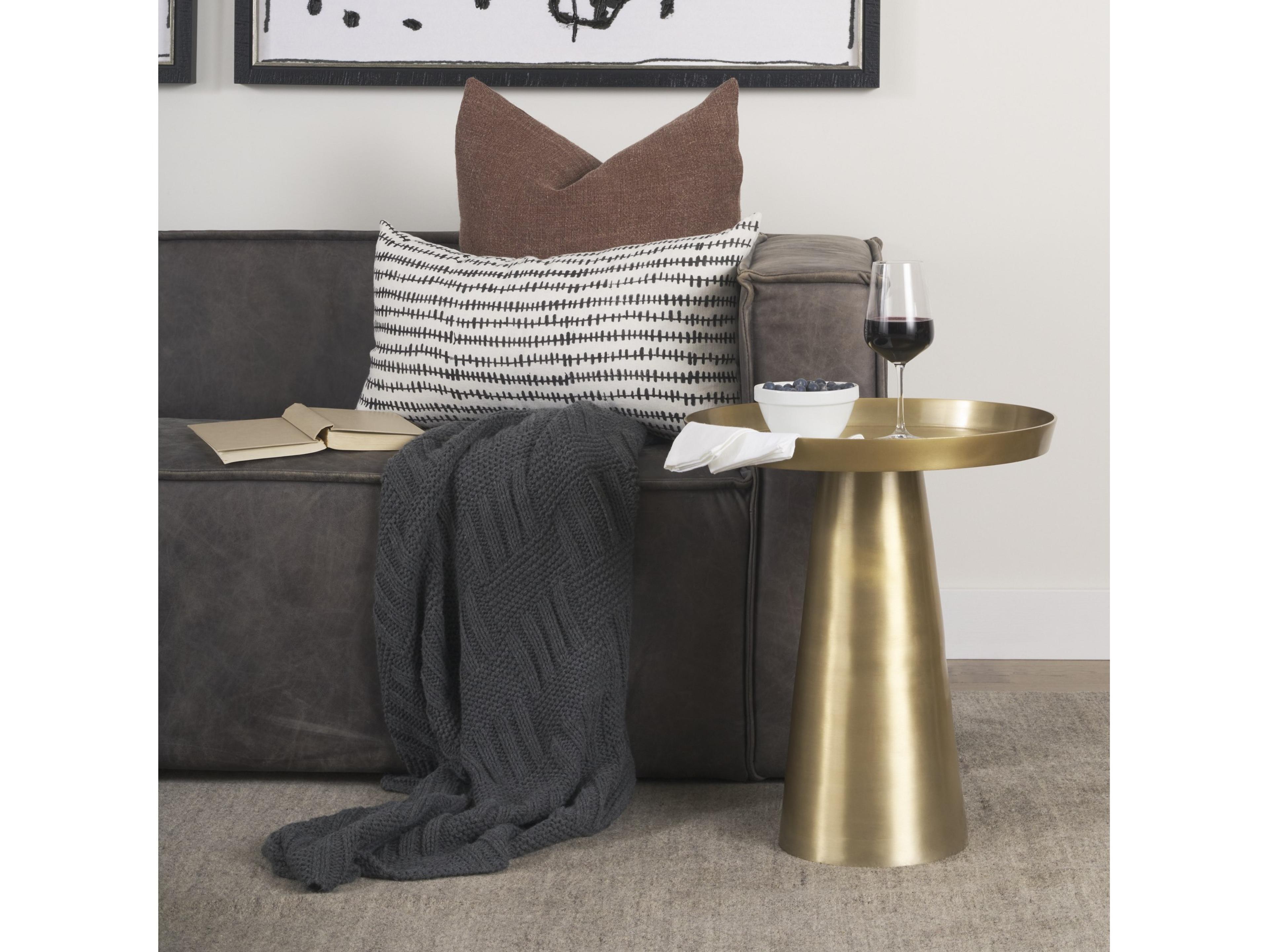 Mercana Roland Satin Brass Cast Aluminum Metal Accent Table